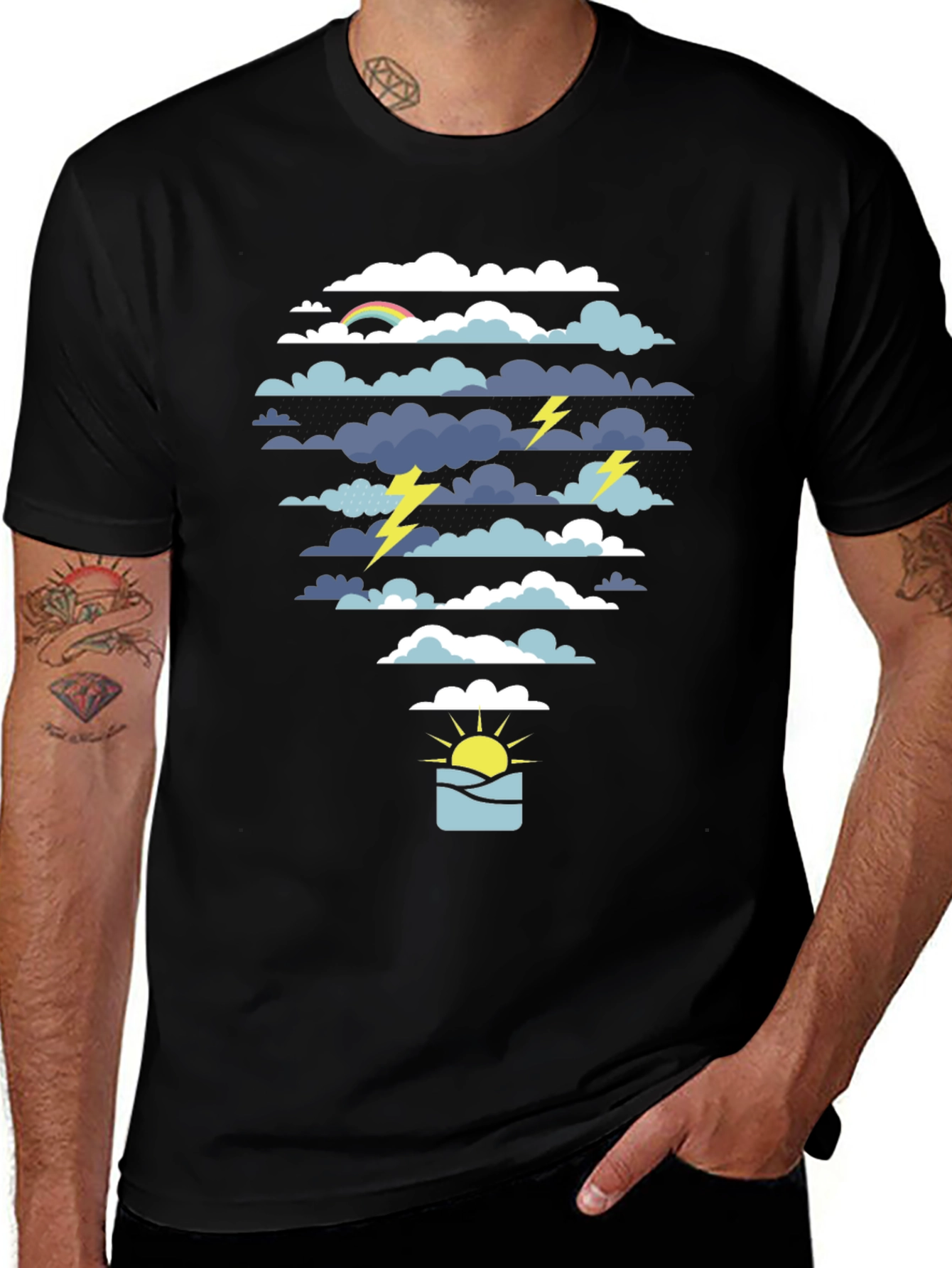 Variant 5 of Weather Graphic Tee - Black Cotton T-Shirt