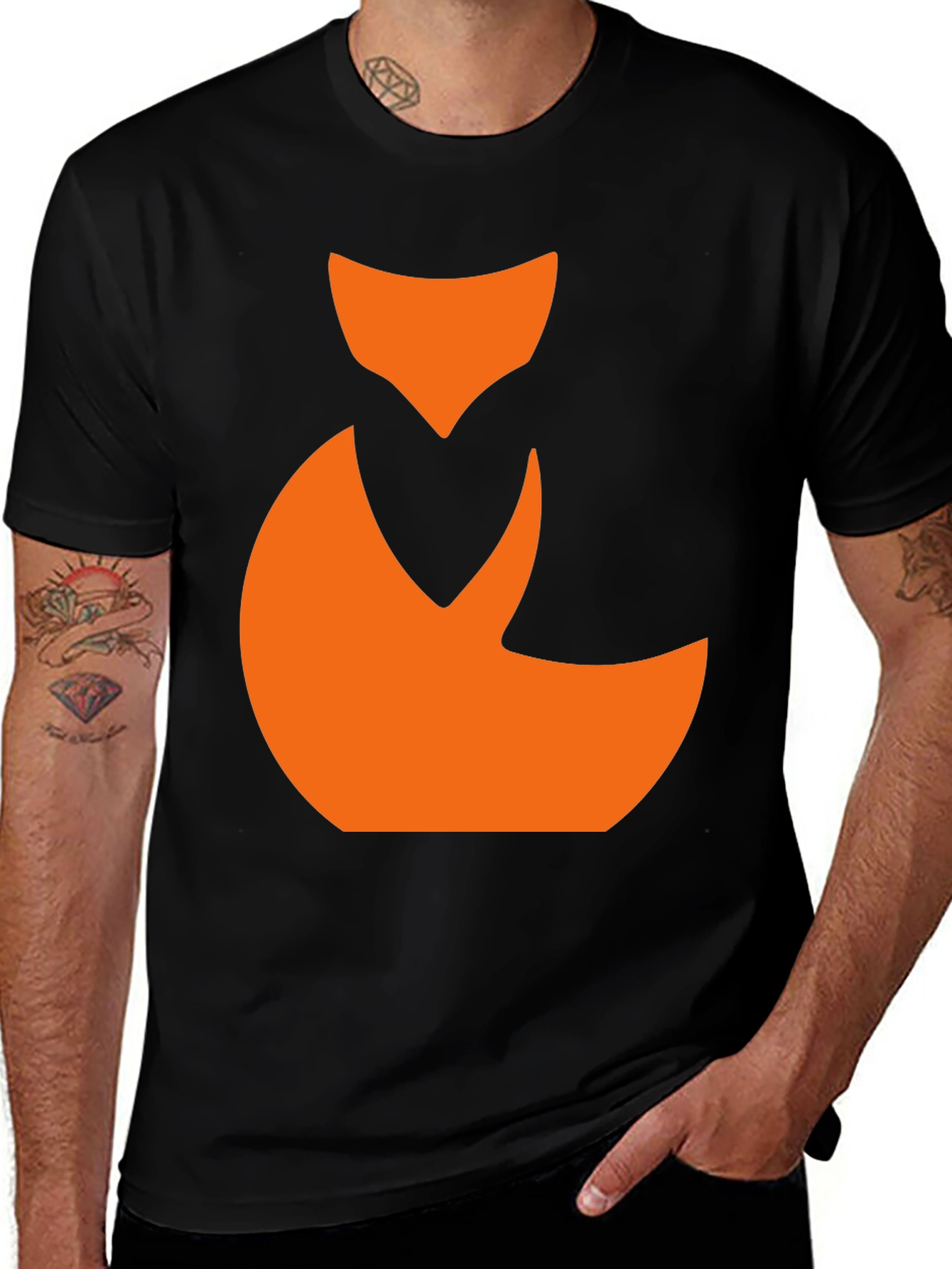 Variant 5 of Abstract Fox Graphic T-Shirt - Stylish Black Tee