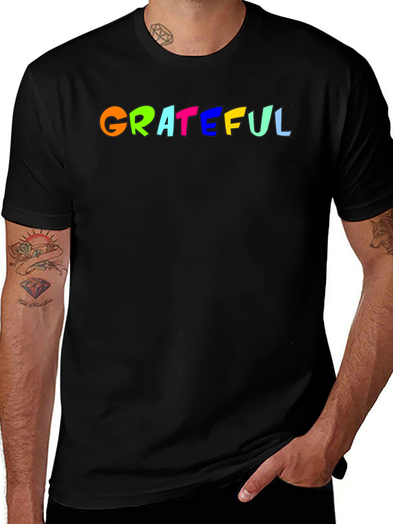 Variant 14 of Grateful Colorful Graphic T-Shirt - Trendy Casual Wear