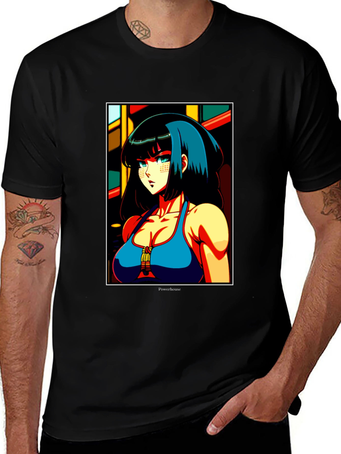 Variant 24 of Anime Girl Graphic Print Black T-Shirt