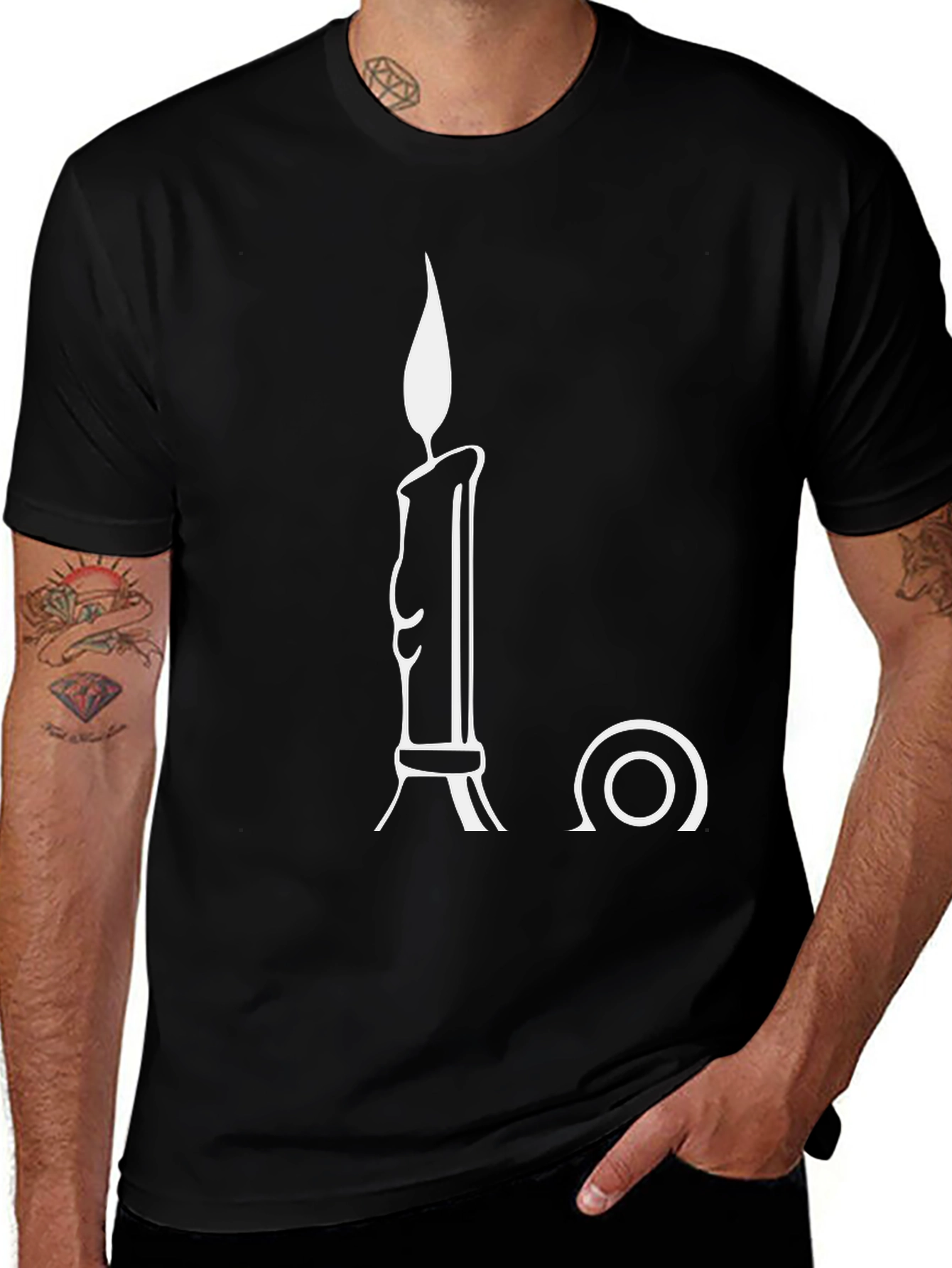 Variant 28 of Candle Graphic Black T-Shirt