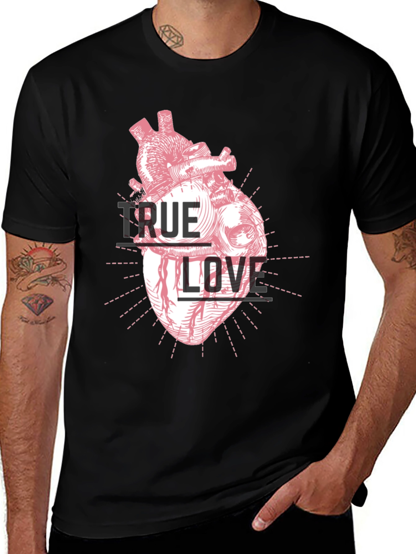 Variant 7 of True Love Heart Graphic Tee - Black T-Shirt