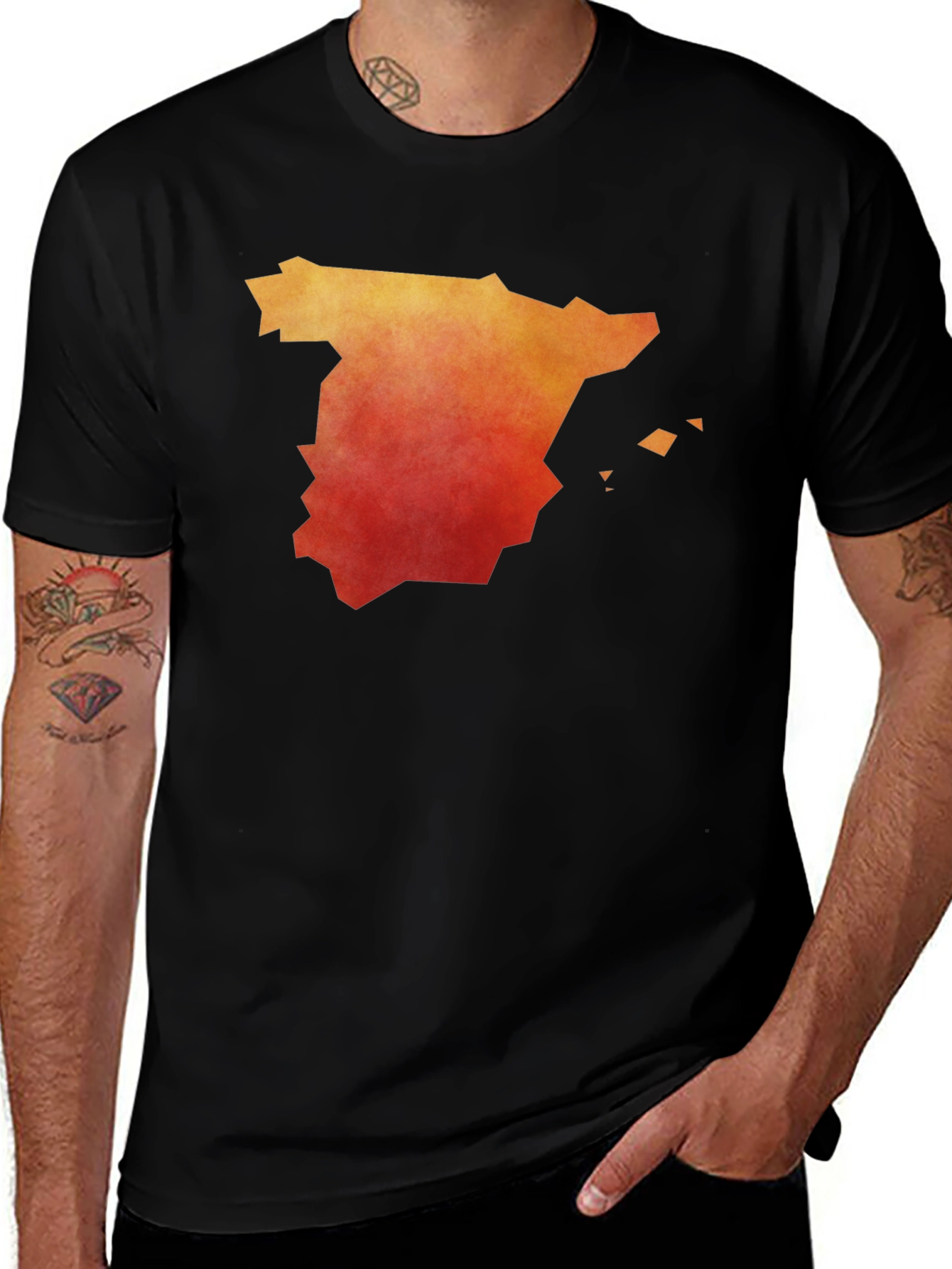 Variant 22 of Spain Map Graphic T-Shirt - Mens Black Tee