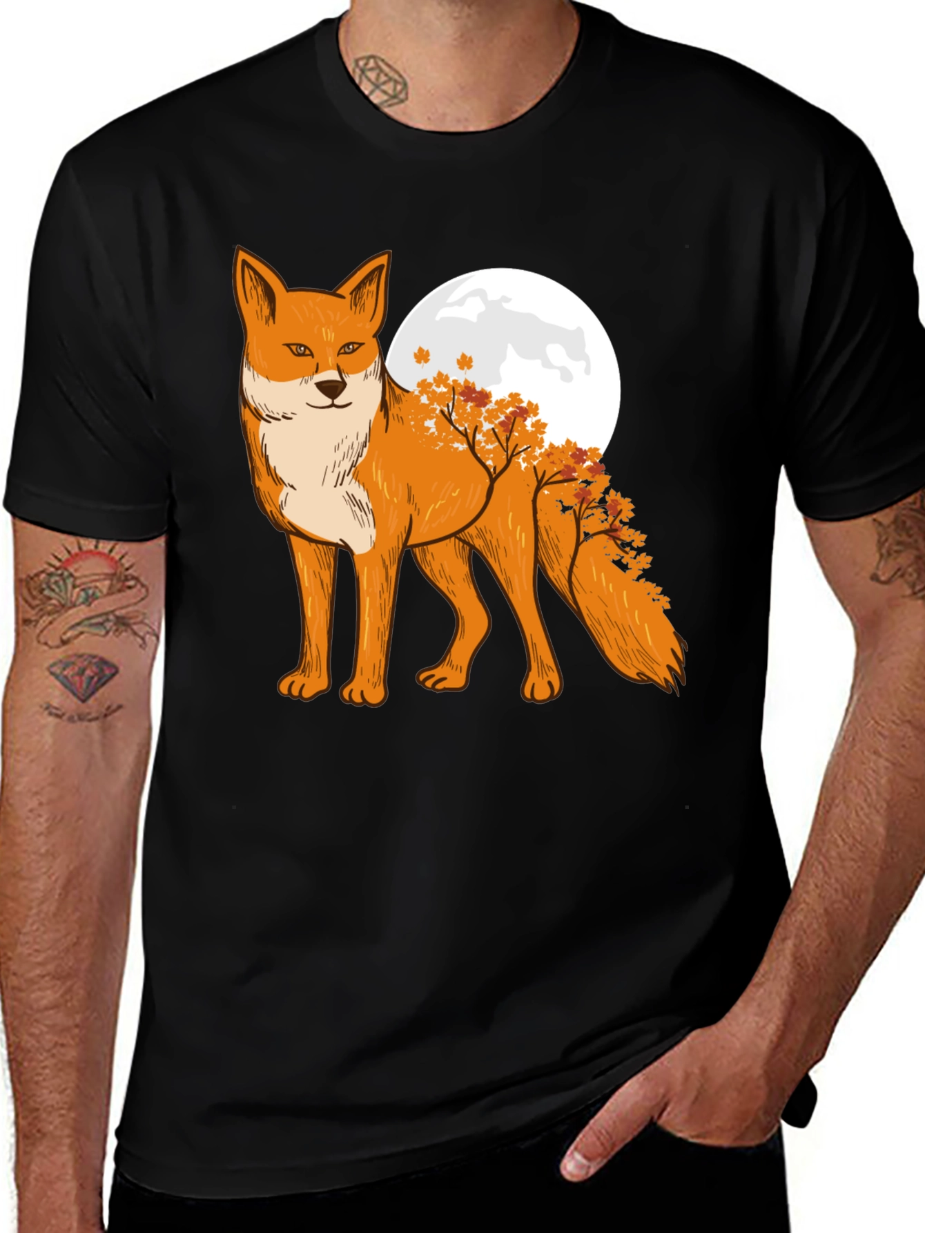 Variant 18 of Fox Moon Graphic Tee - Nature Inspired Design