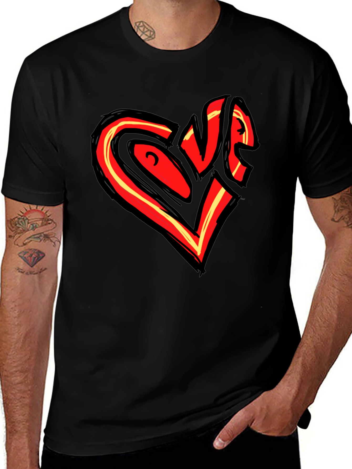 Variant 2 of Love Heart Graphic Black T-Shirt