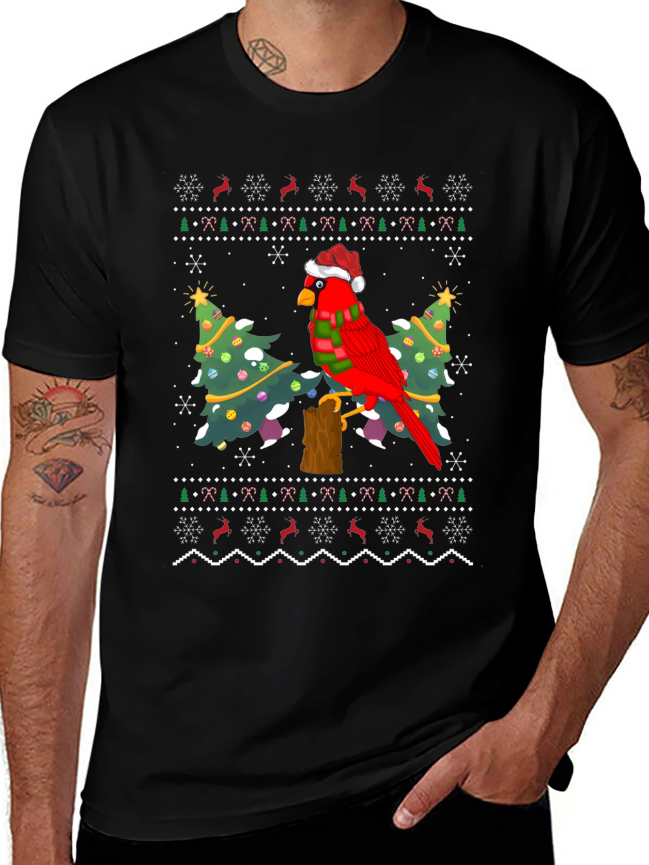 Christmas Cardinal Bird Ugly Sweater T-Shirt