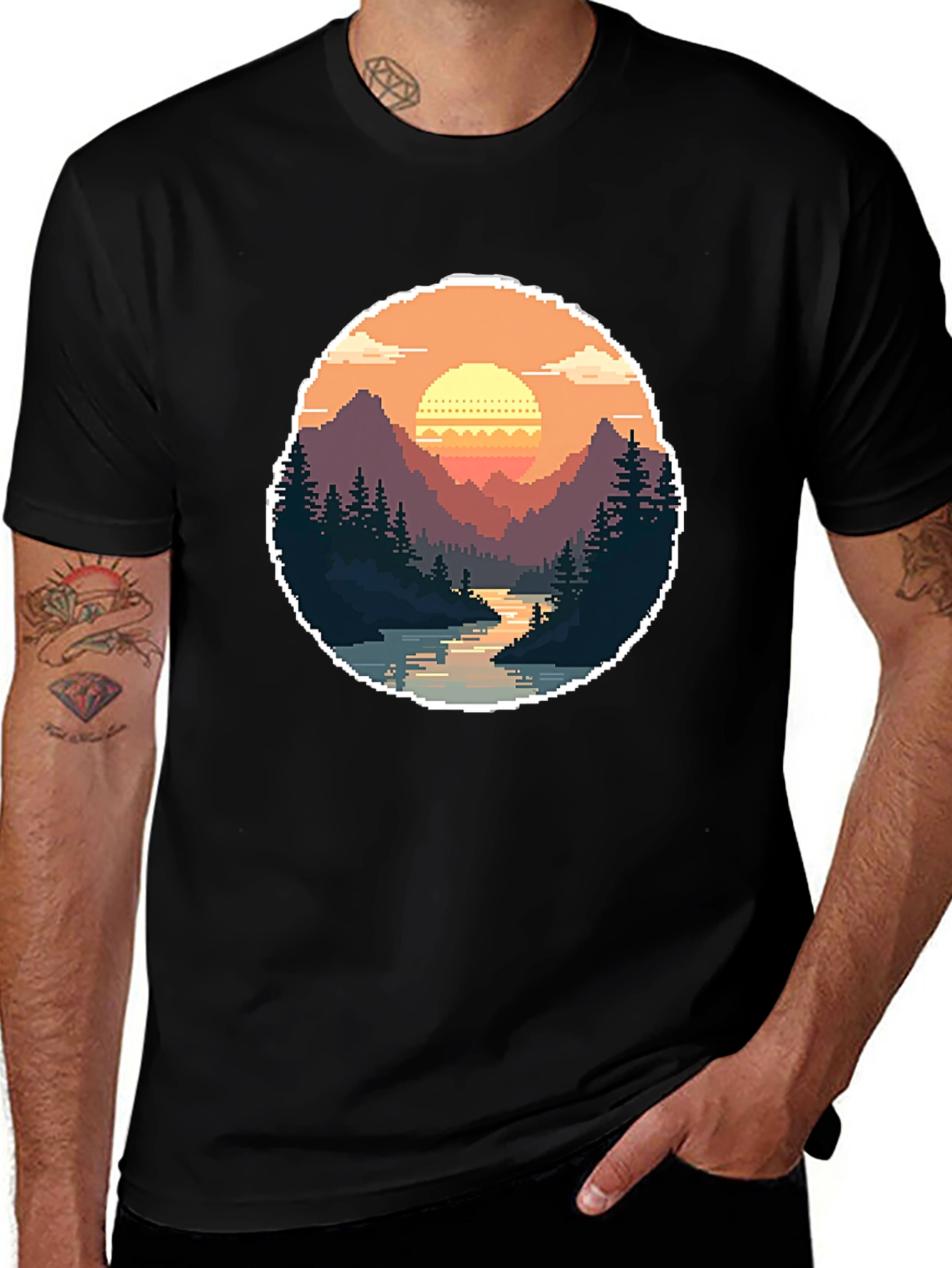 Variant 13 of Pixel Art Landscape Tee - Retro Gaming Style Shirt