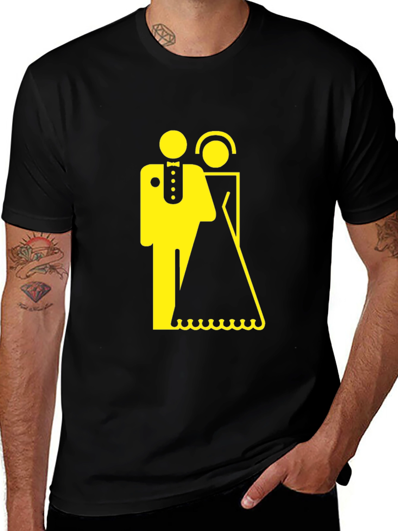 Variant 19 of Bride & Groom Graphic Tee - Black Cotton Shirt