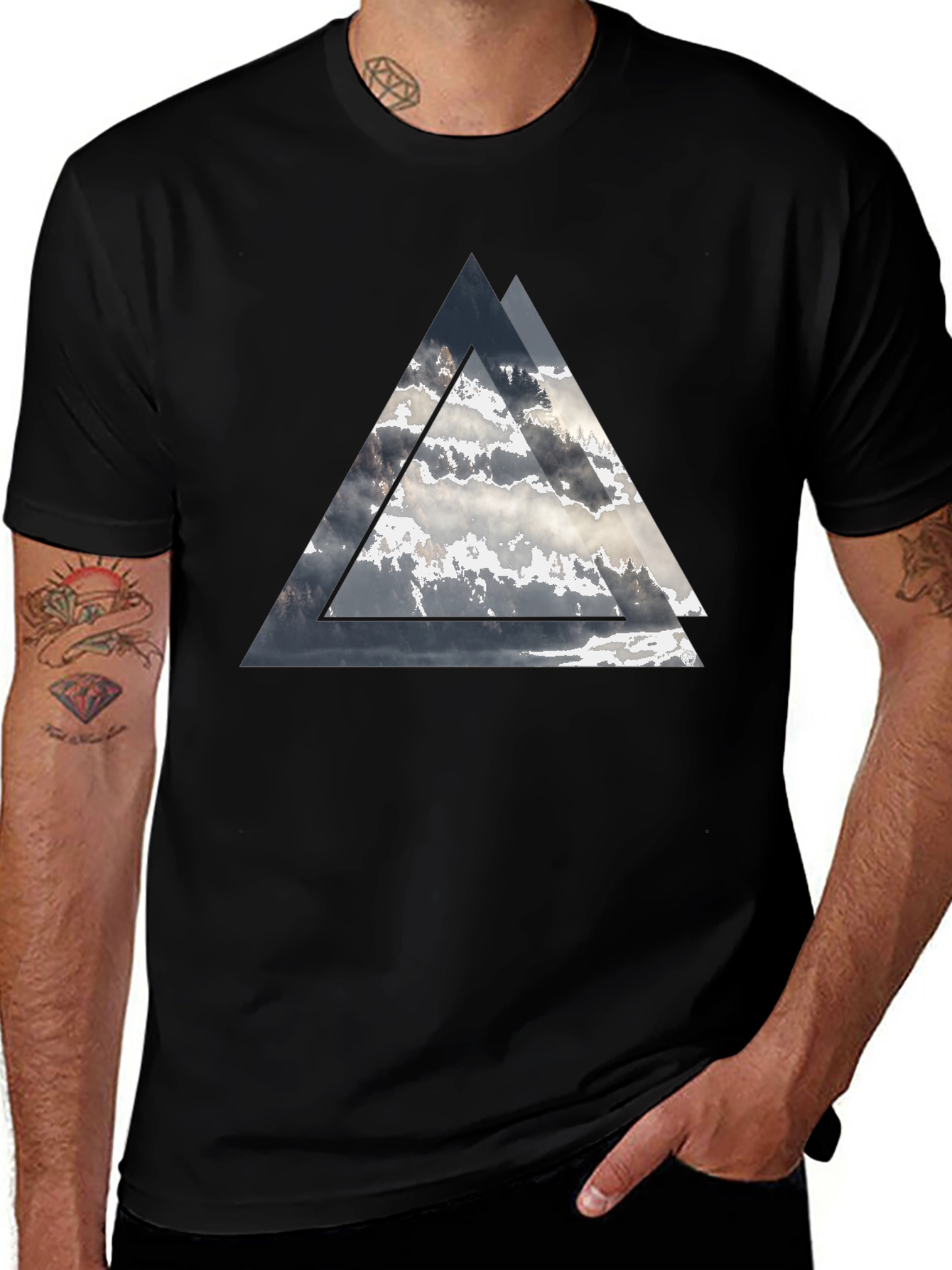 Variant 29 of Cloudscape Triangle Black T-Shirt