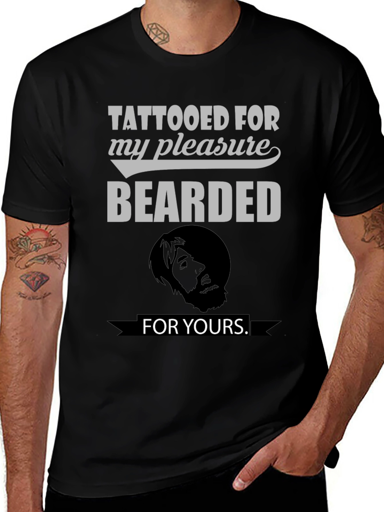 Variant 12 of Tattooed & Bearded Graphic Tee - Men's Black T-Shirt
