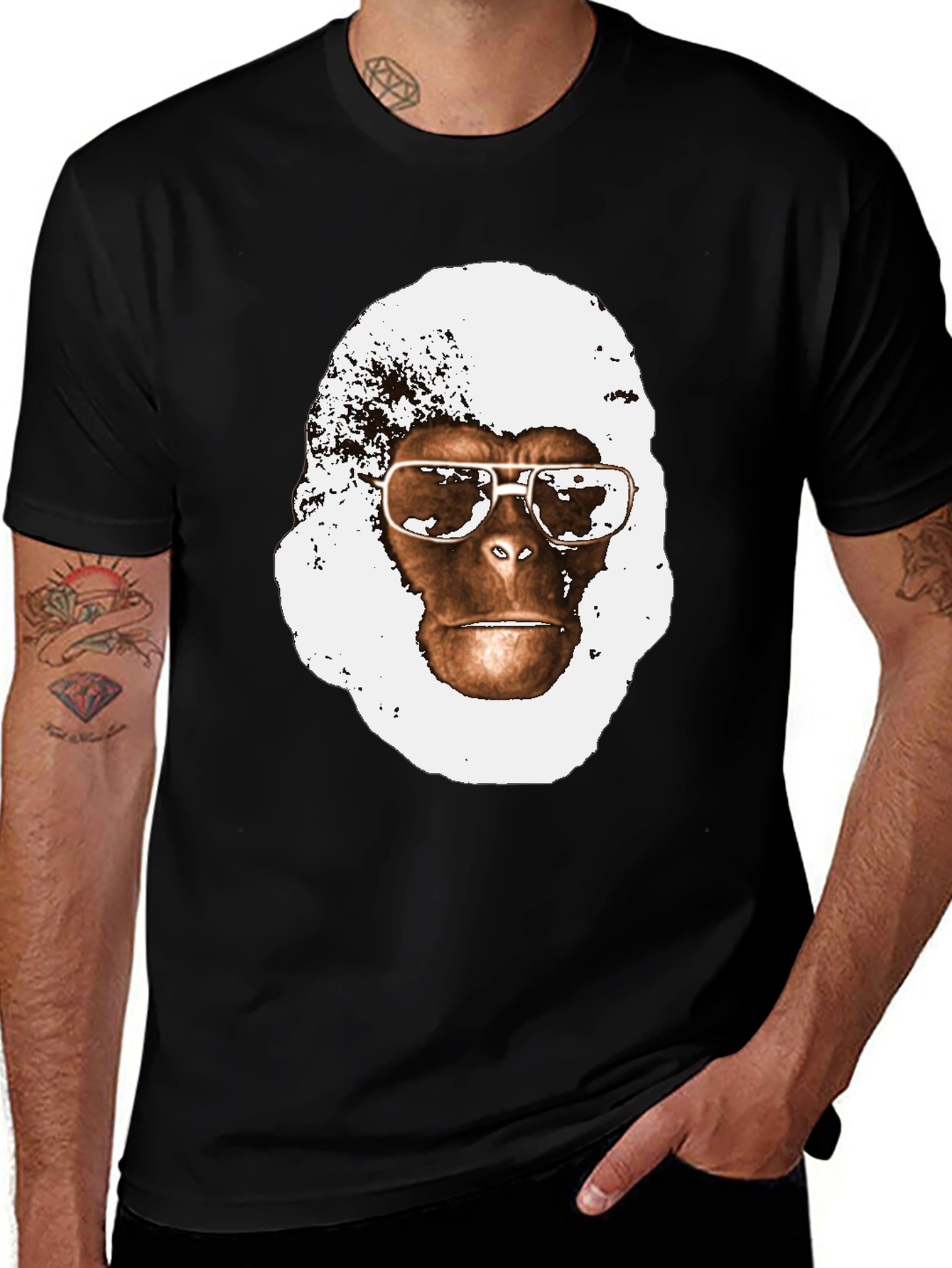 Variant 11 of Ape with Shades Graphic Tee - Classic Black