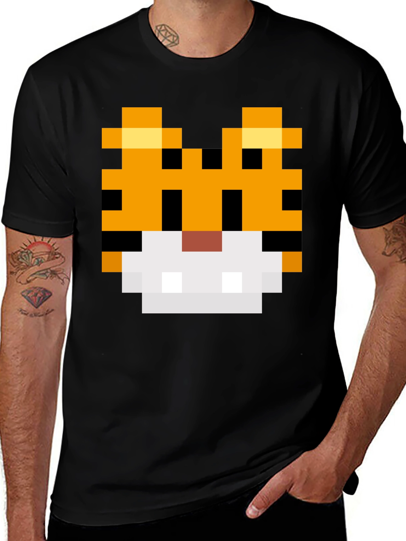 8-Bit Pixel Tiger Graphic Tee