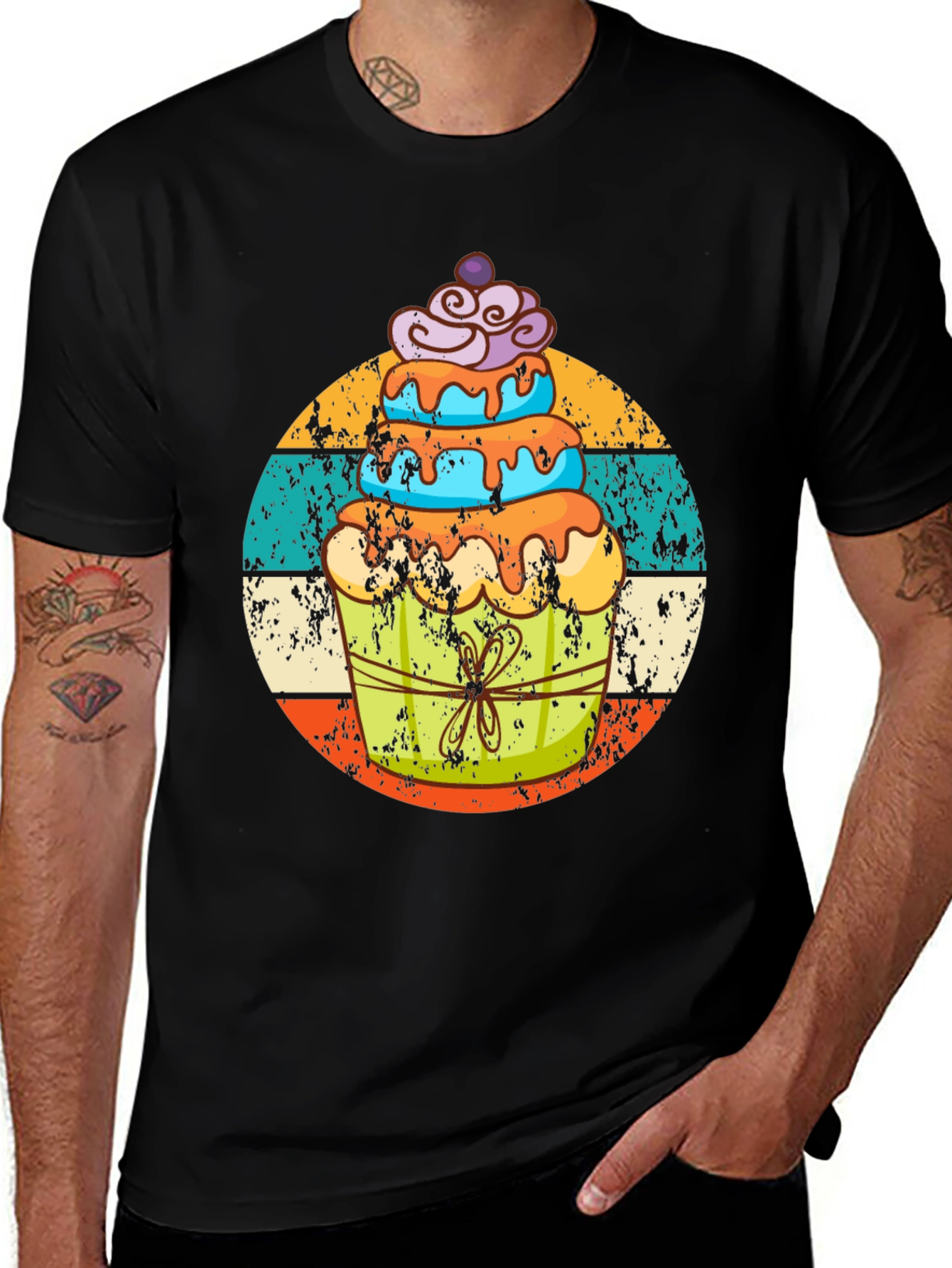 Variant 4 of Retro Cupcake Graphic Tee - Fun Dessert Lover's Shirt