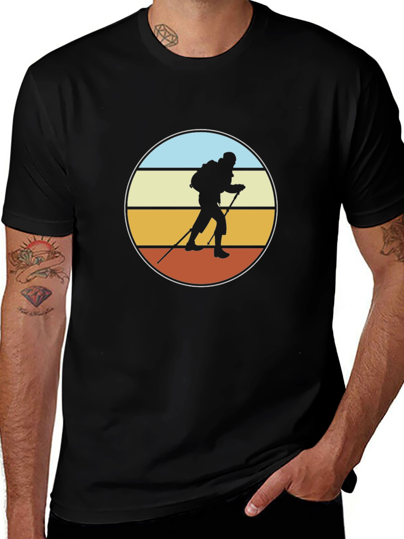 Variant 24 of Retro Hiker Silhouette Graphic Tee - Adventure Ready