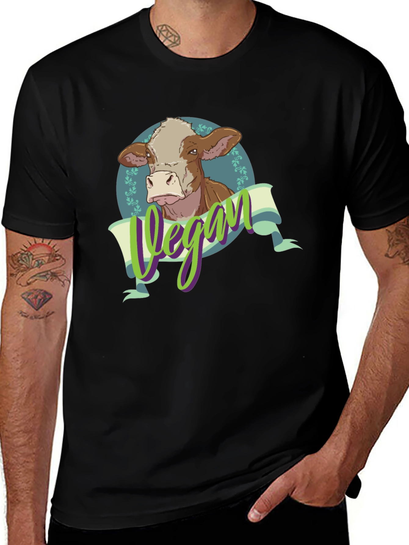 Variant 23 of Vegan Cow Graphic Tee - Black