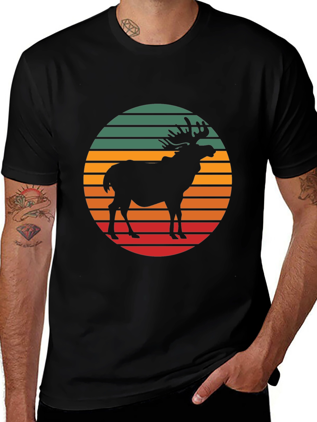 Variant 29 of Retro Moose Sunset Graphic Tee