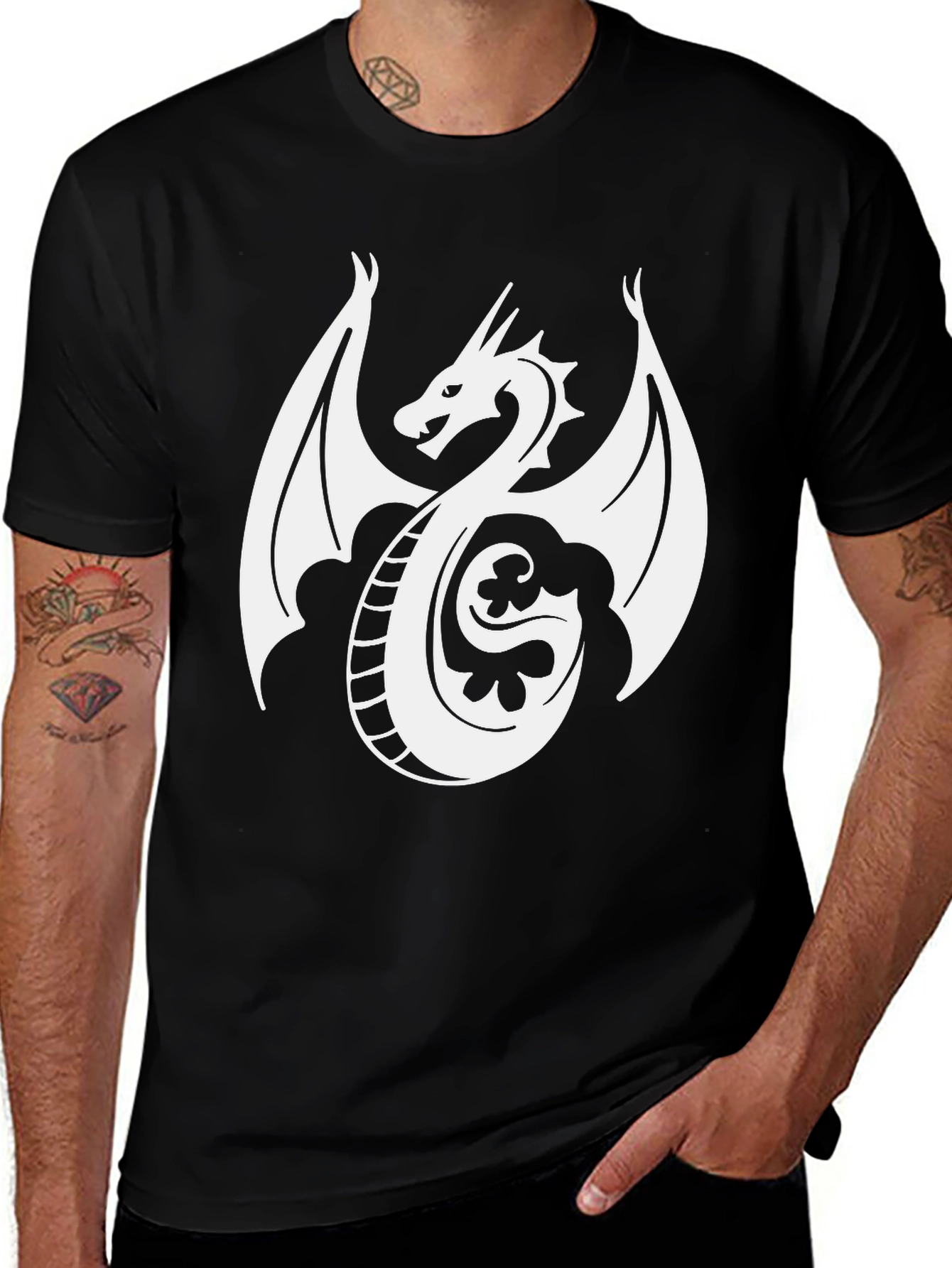 Variant 9 of Dragon Graphic Tee - Black T-Shirt