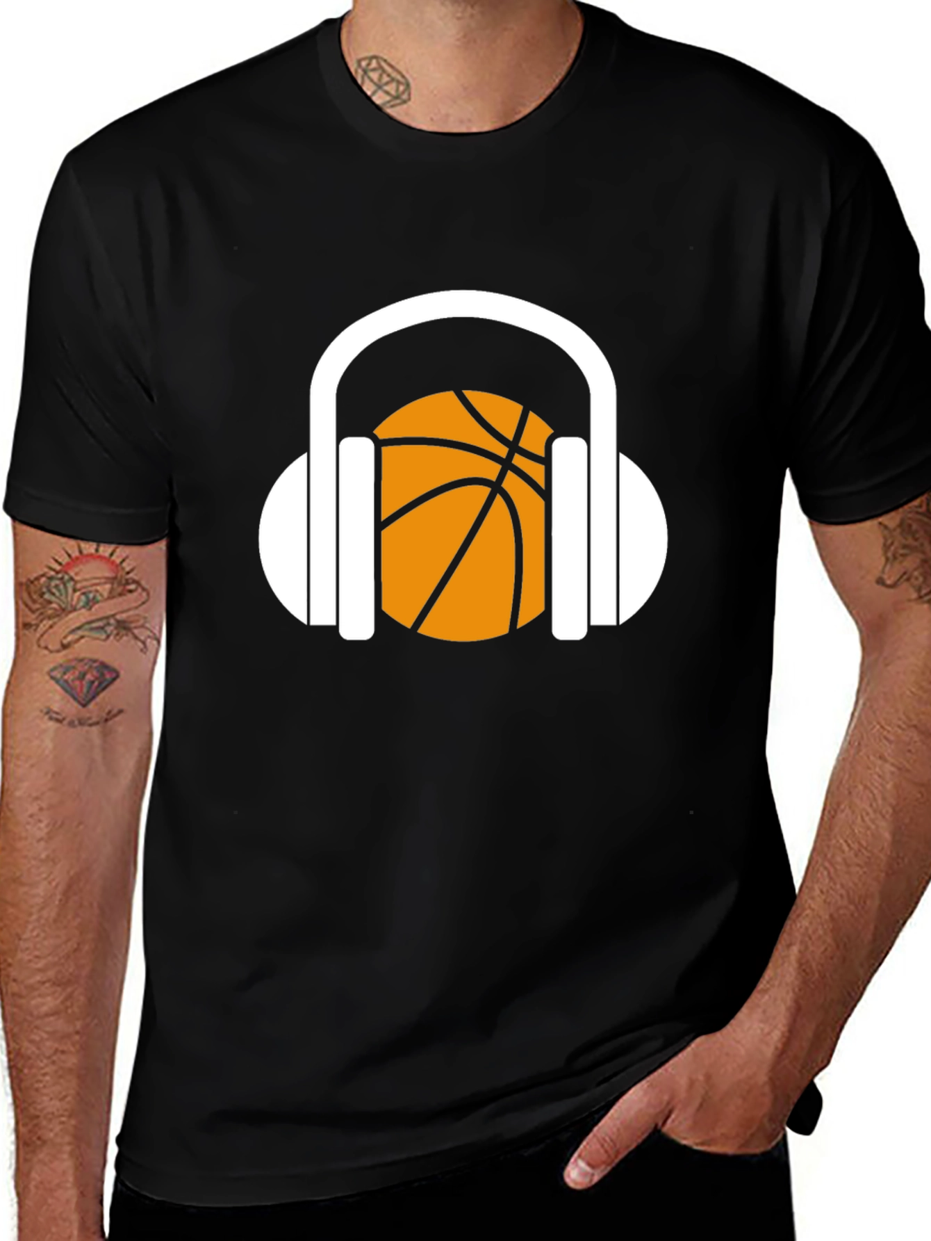 Variant 11 of Basketball Headphones Graphic T-Shirt