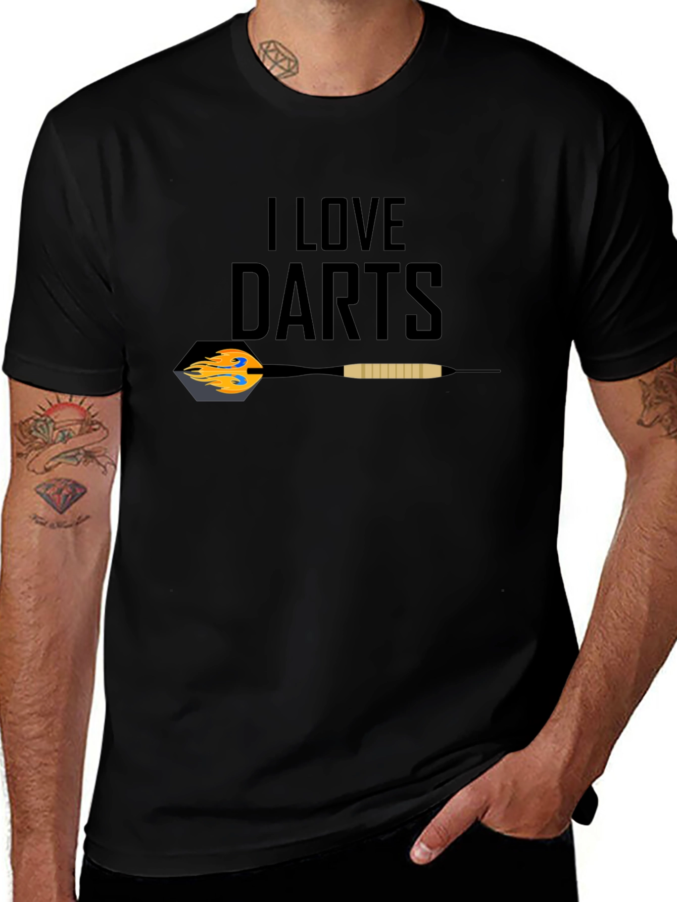 Variant 4 of I Love Darts Graphic T-Shirt - Black