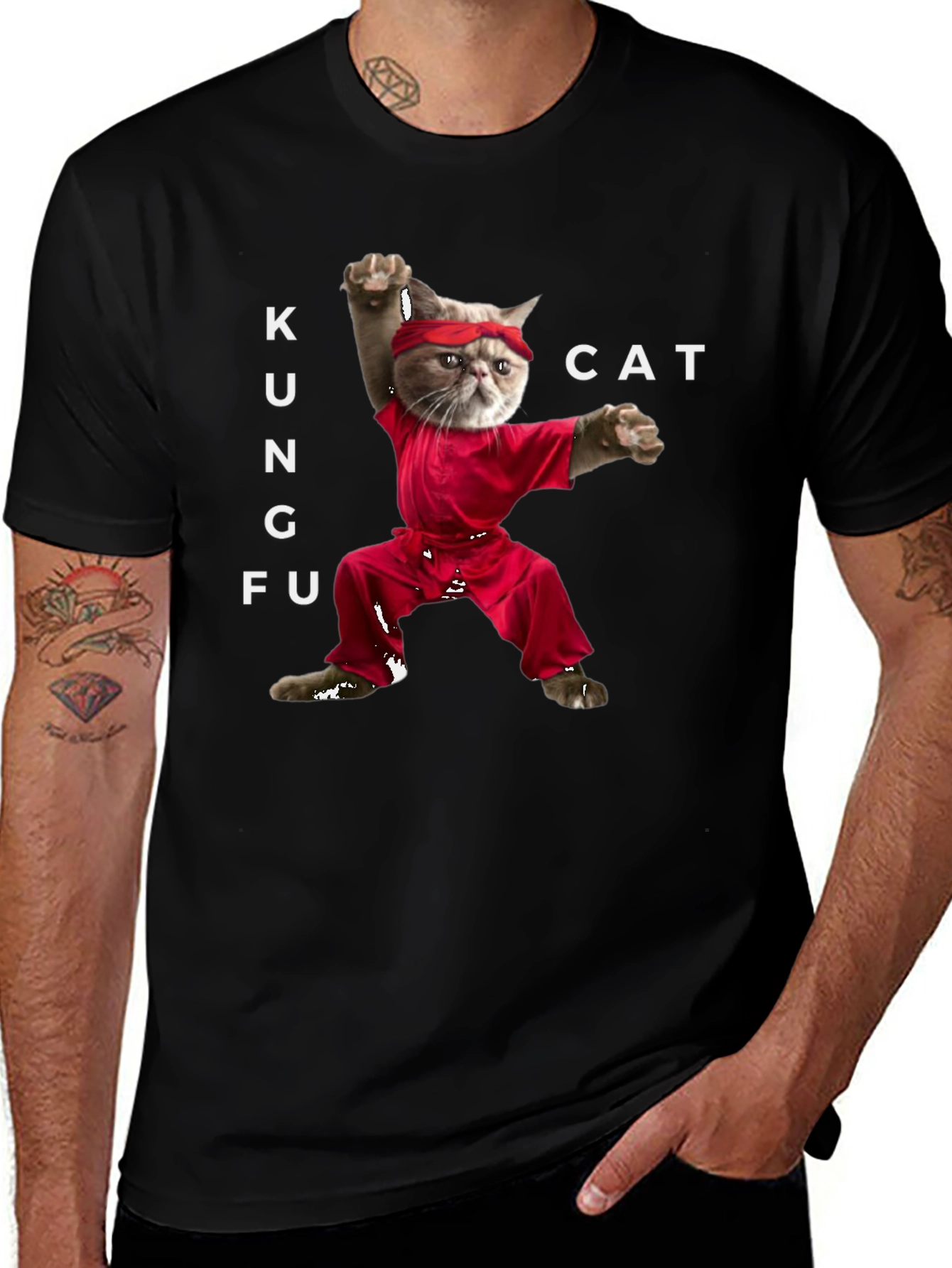 Variant 25 of Kung Fu Cat Graphic T-Shirt - Novelty Tee