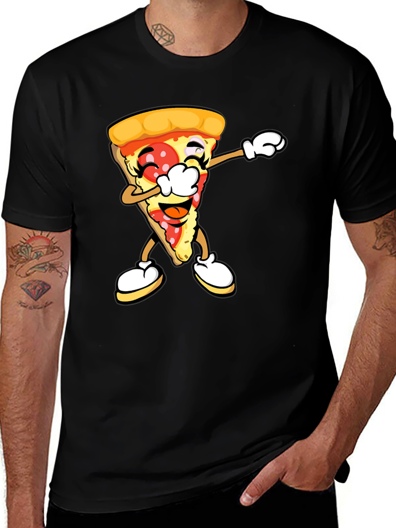 Variant 7 of Pizza Slice Dab Graphic T-Shirt - Unisex Black Tee