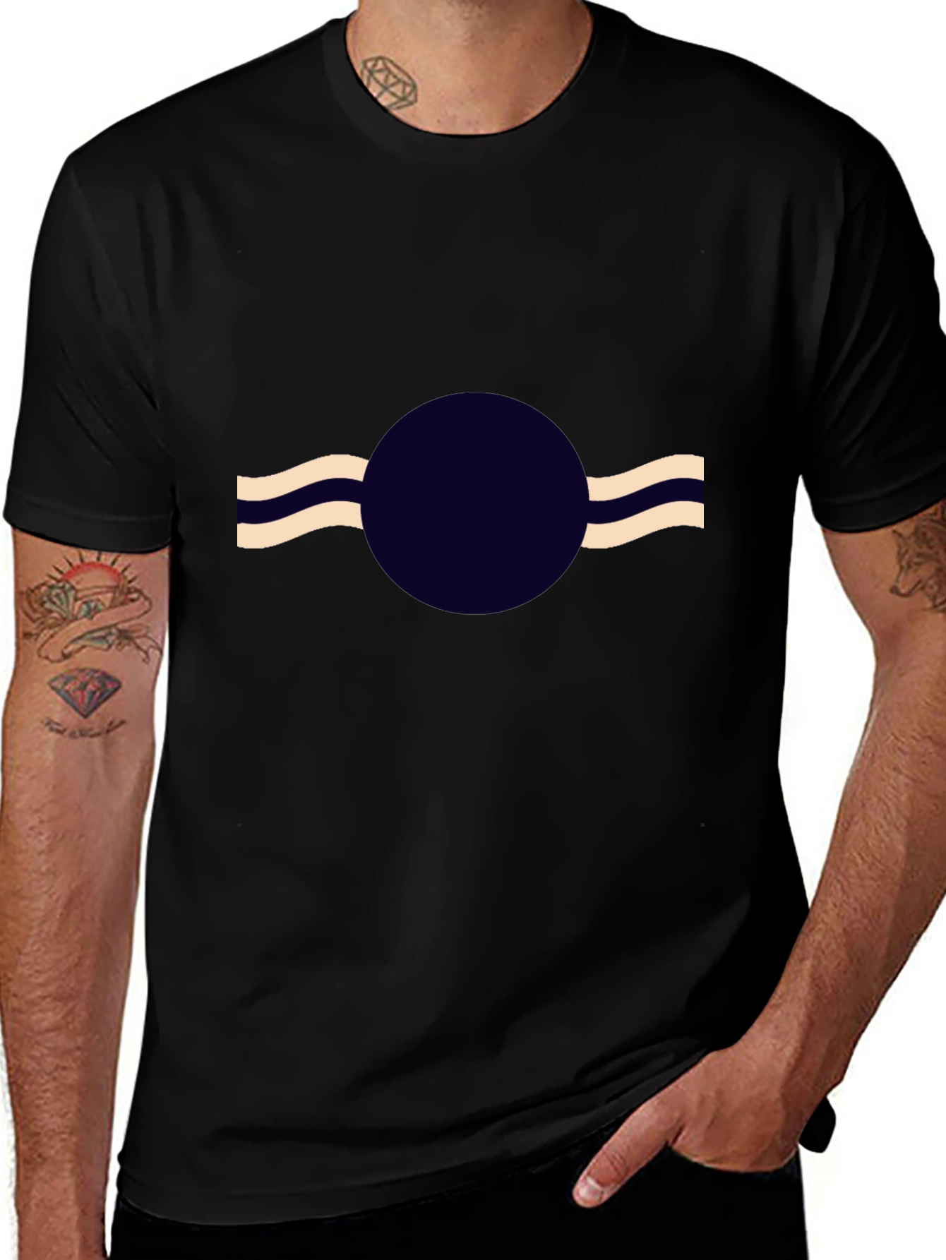 Variant 15 of Abstract Circle Wave Black T-Shirt