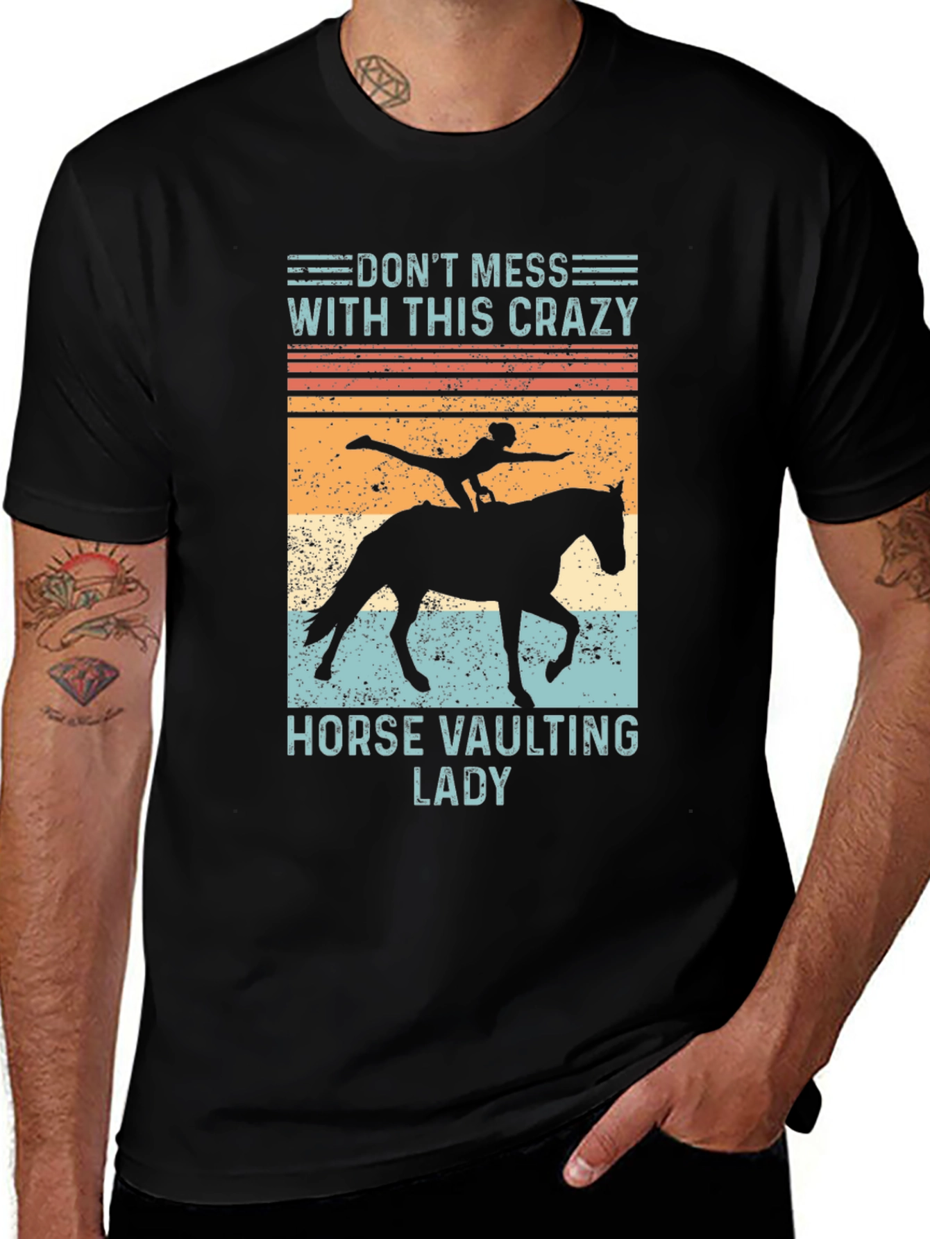 Variant 21 of Crazy Horse Vaulting Lady Black T-Shirt