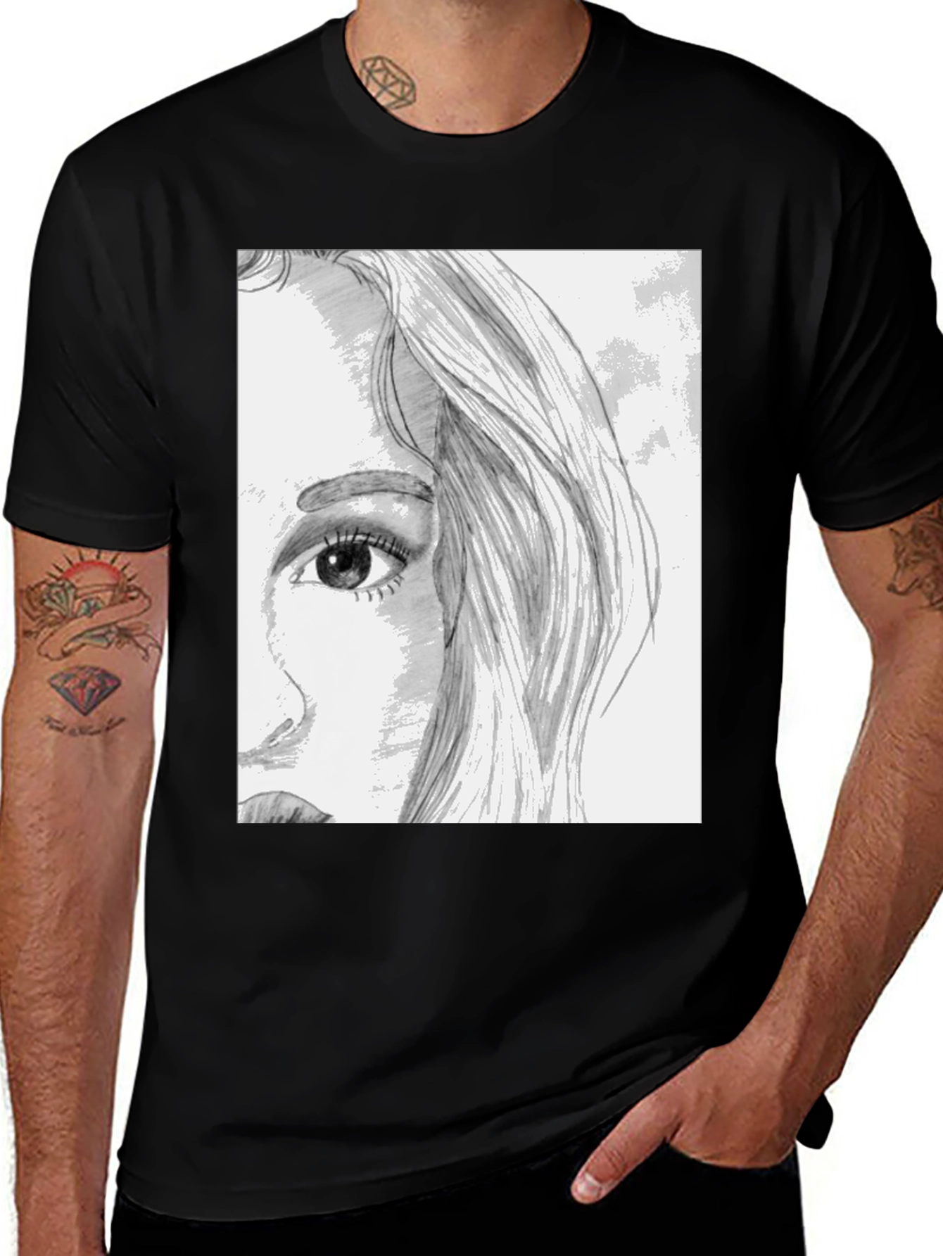 Variant 23 of Artistic Portrait Graphic Tee - Unisex Black T-Shirt