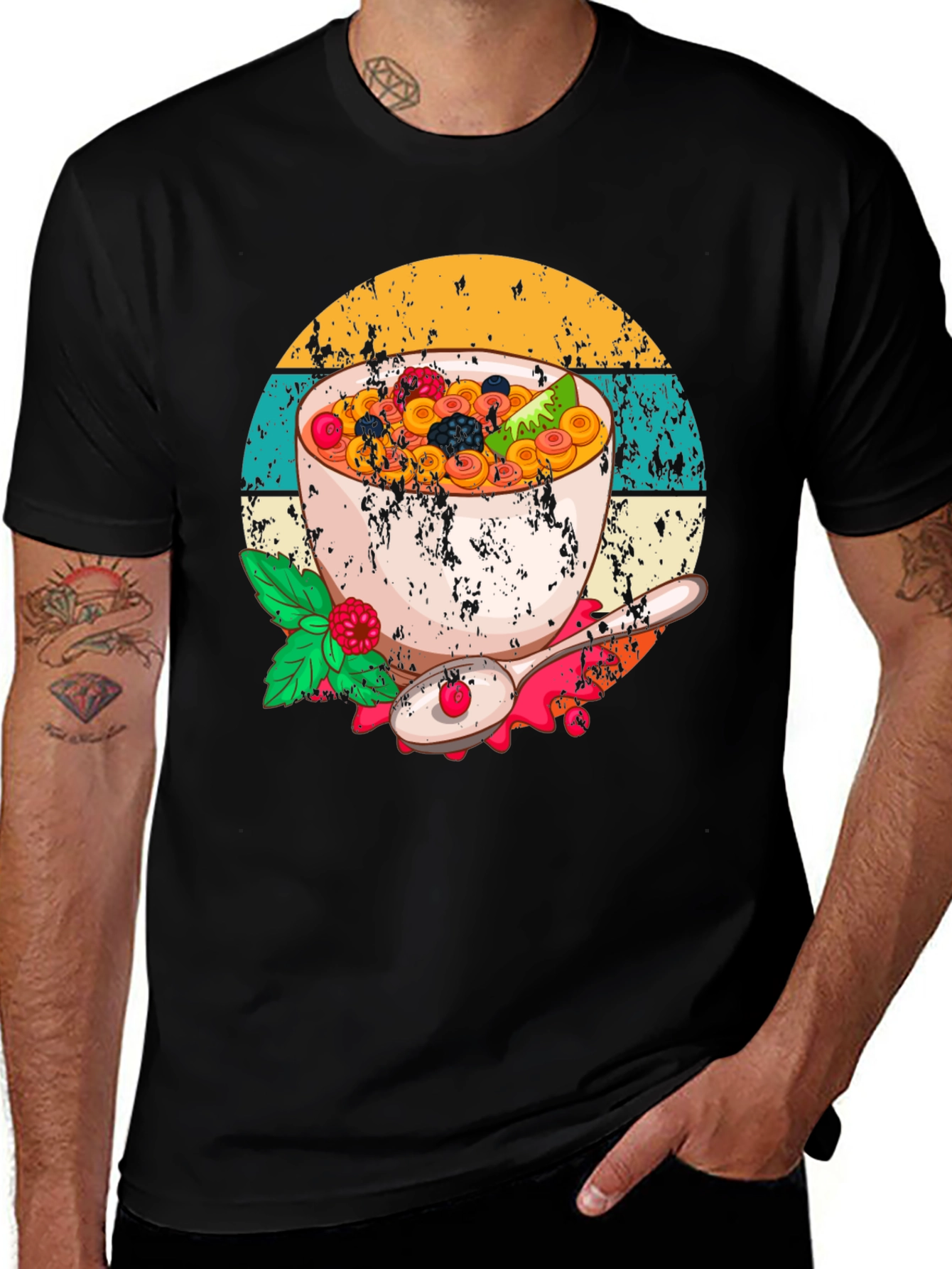 Variant 15 of Cereal Bowl Graphic T-Shirt - Quirky Breakfast Lover Tee