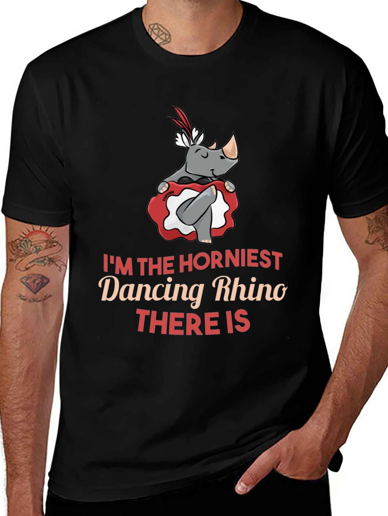 Variant 3 of Funny Dancing Rhino Graphic T-Shirt