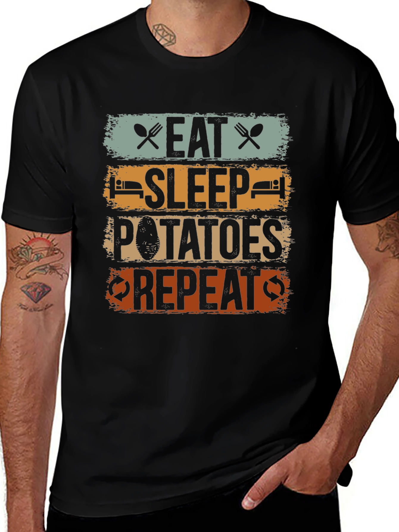 Variant 7 of Eat Sleep Potatoes Repeat Graphic Tee