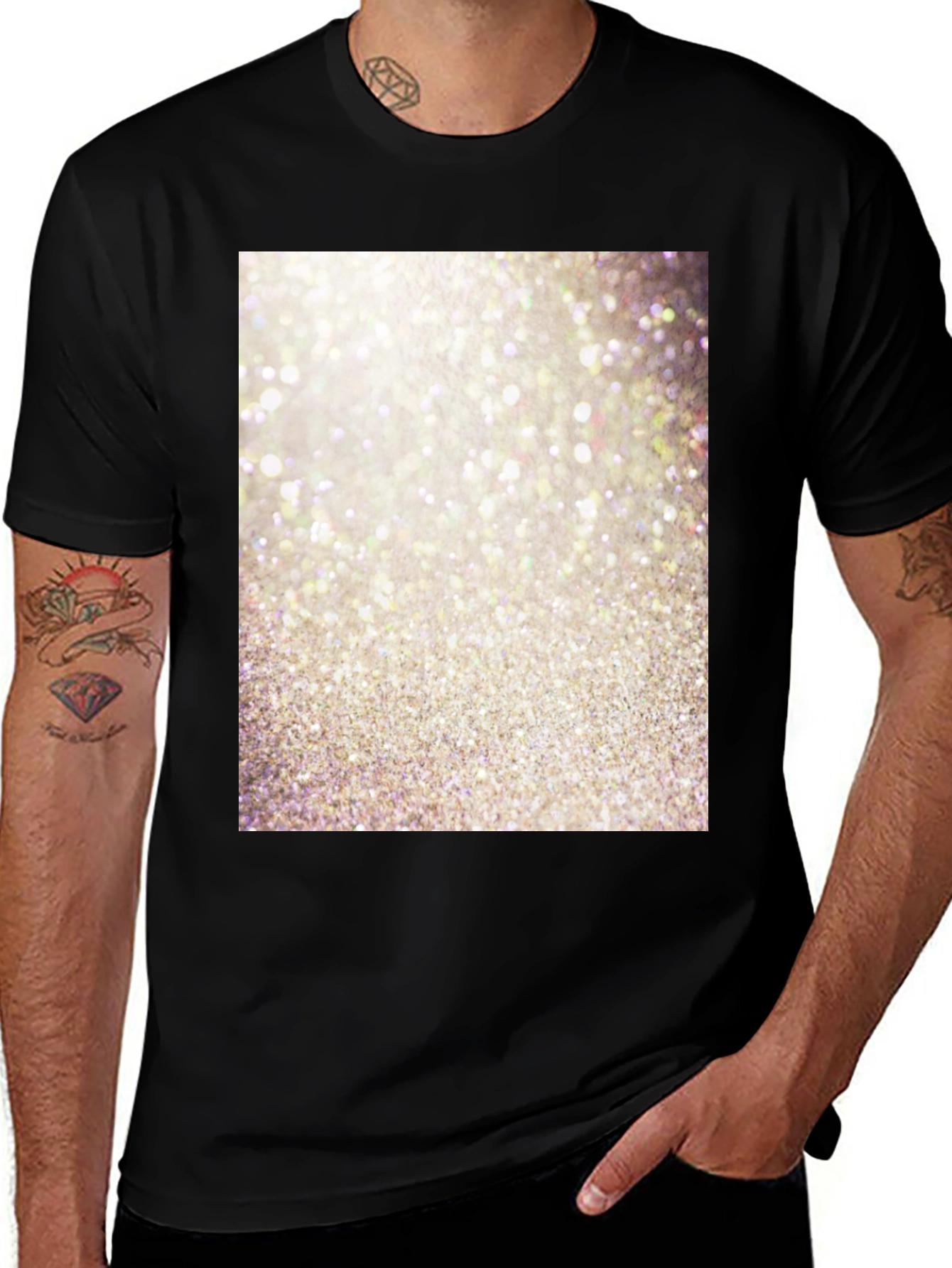 Variant 19 of Sparkle Pattern Black T-Shirt