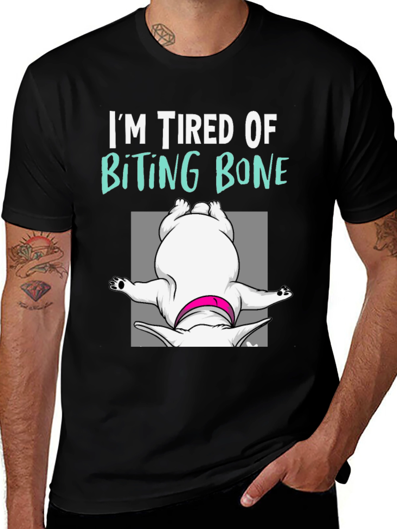 Variant 3 of Tired of Biting Bone T-Shirt Funny Dog Graphic Tee