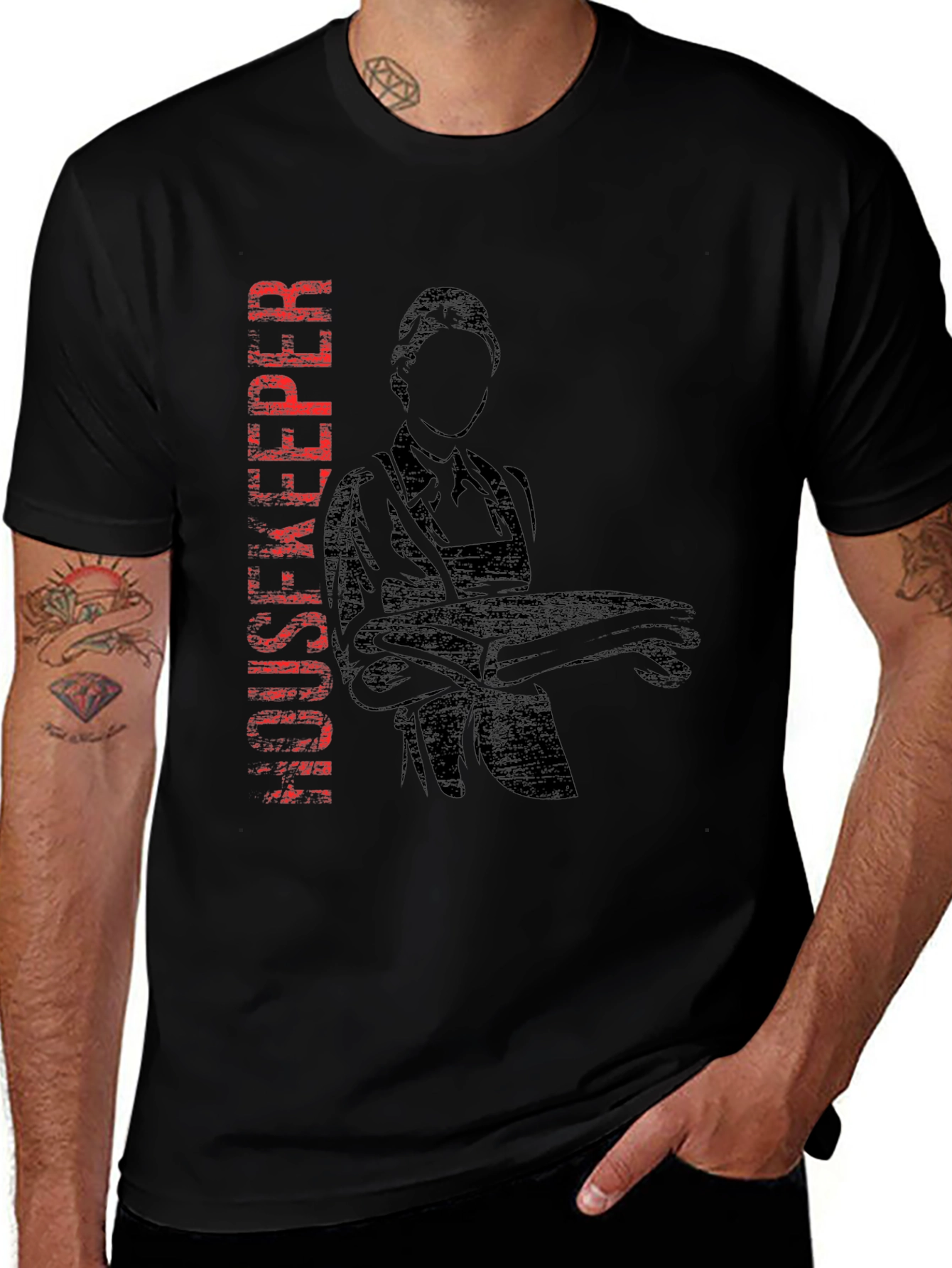 Variant 14 of Housekeeper Graphic Black T-Shirt