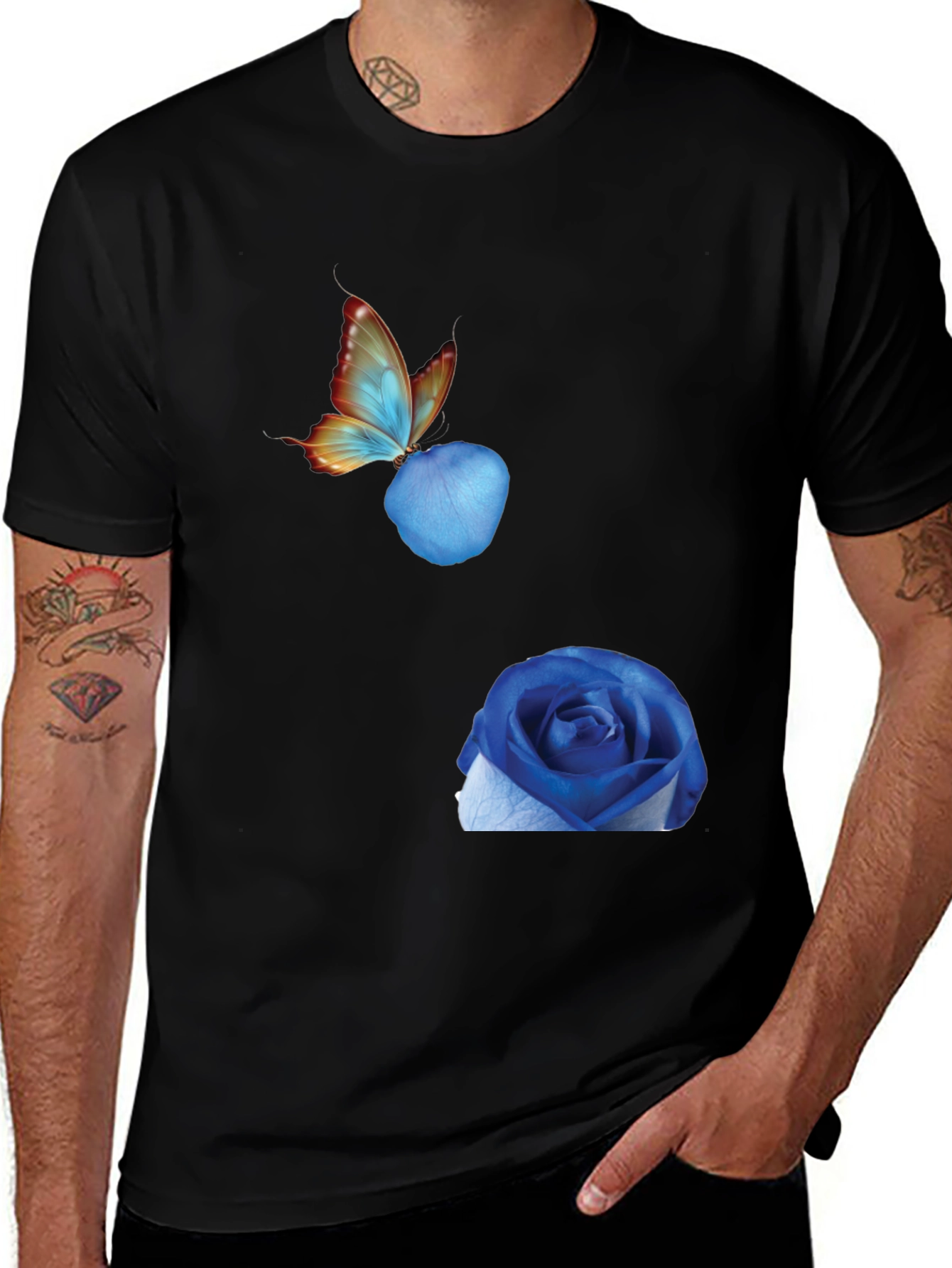 Variant 11 of Butterfly & Blue Rose Graphic Tee