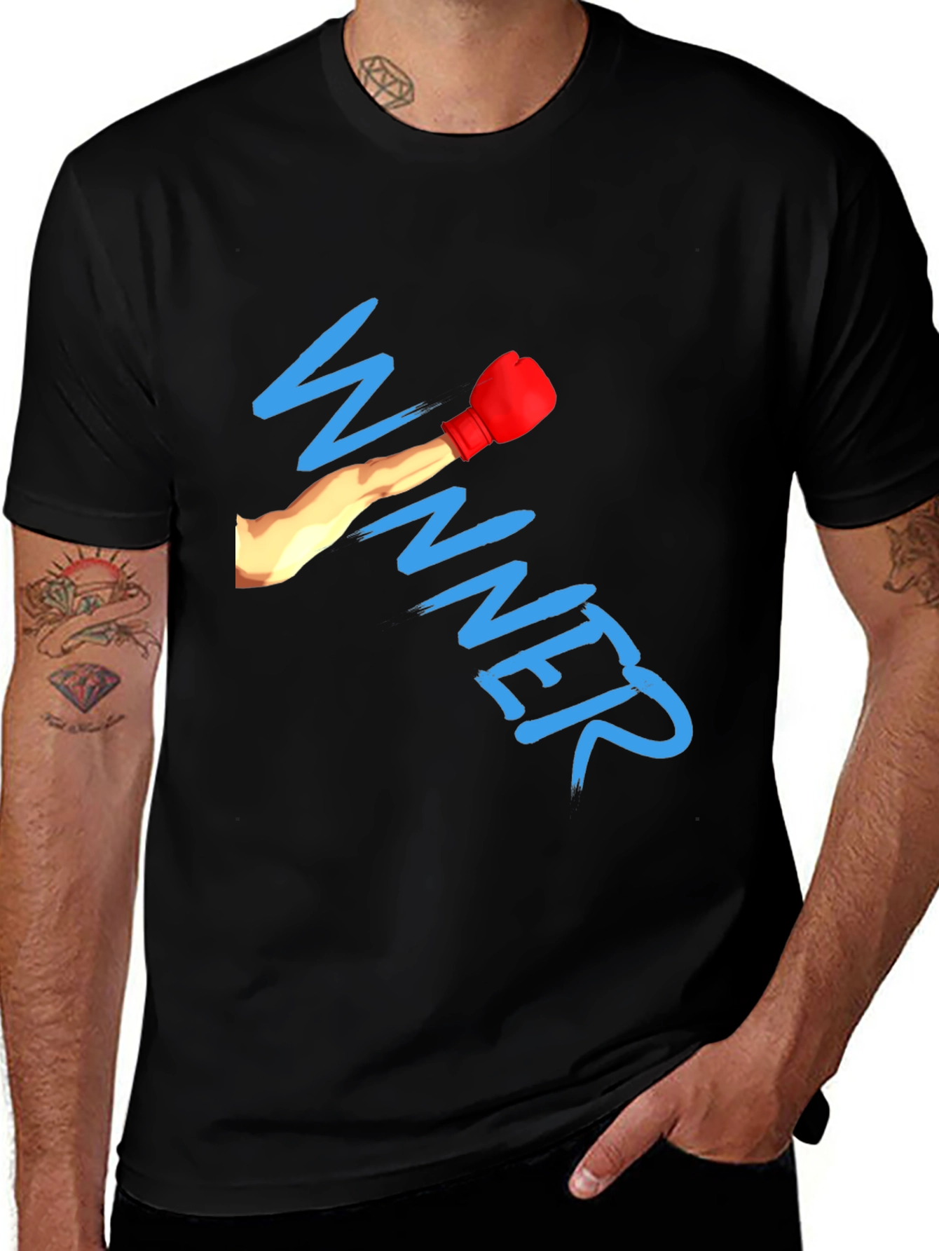 Winner Boxing Glove Graphic Black T-Shirt