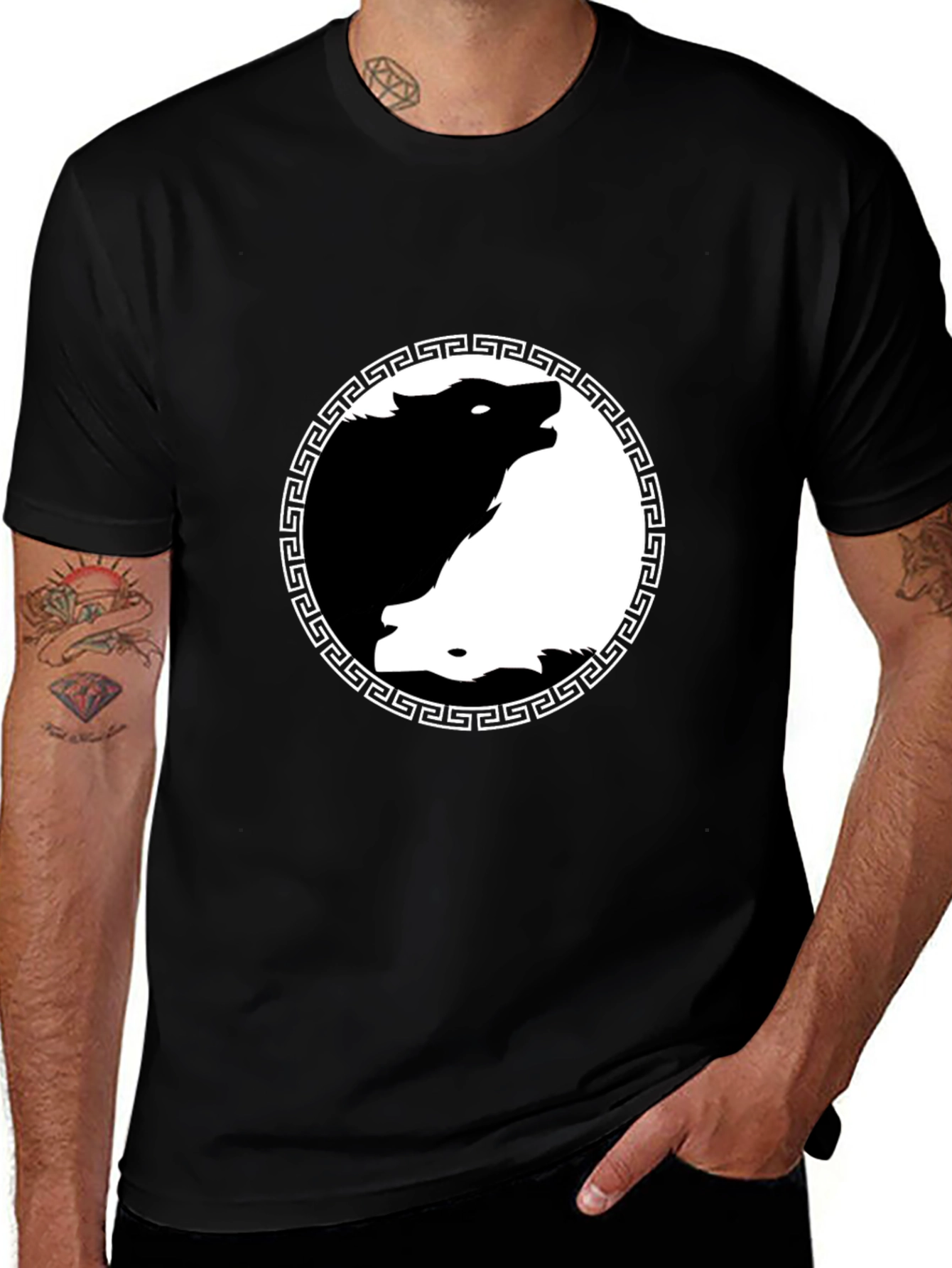 Variant 8 of Yin Yang Wolf Graphic Tee