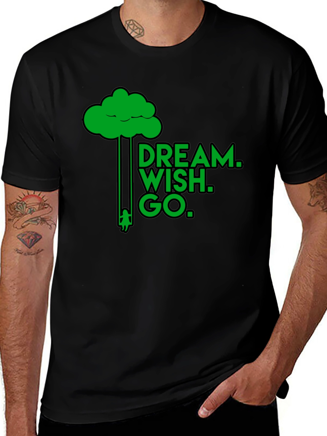 Variant 6 of Dream Wish Go Graphic Tee - Black Cotton T-Shirt