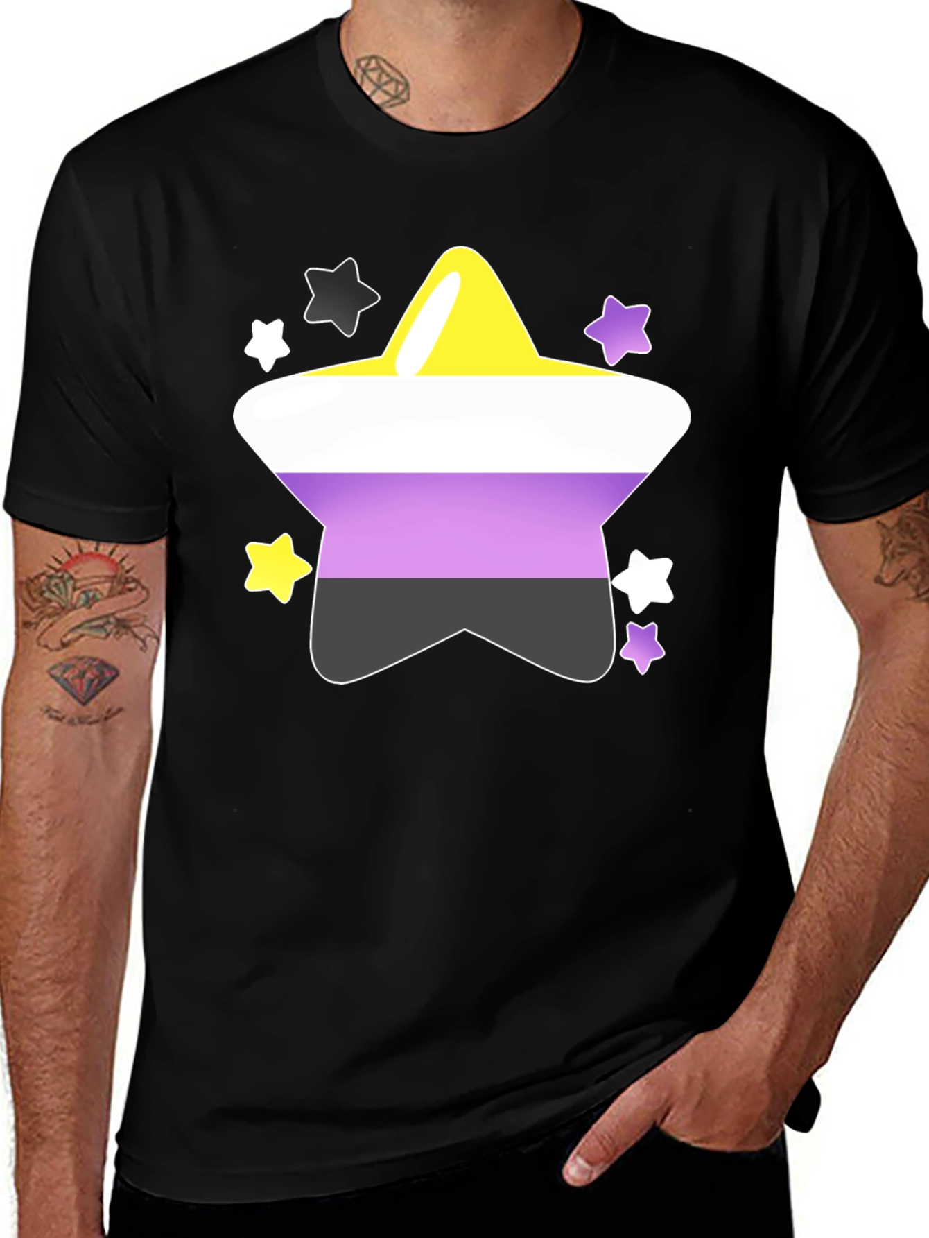 Variant 4 of Nonbinary Pride Star T-Shirt