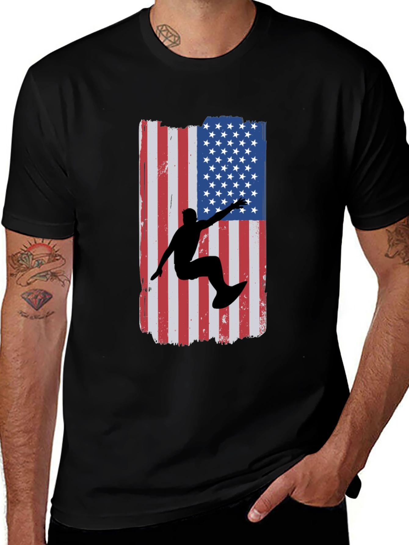 Variant 17 of American Surfer Graphic Tee - Black Cotton T-Shirt