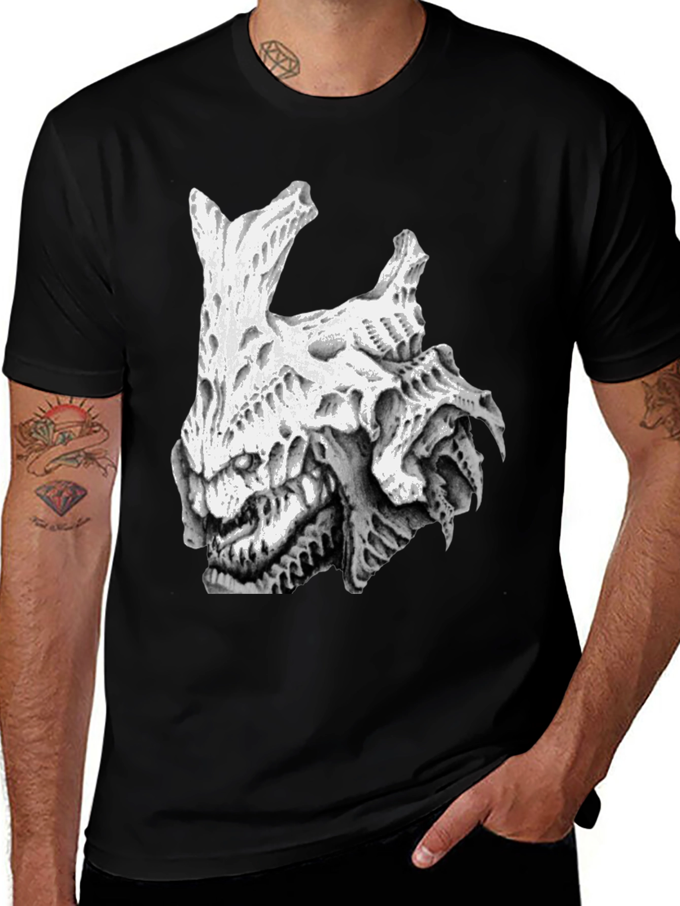 Variant 17 of Monster Graphic Print Black Tee