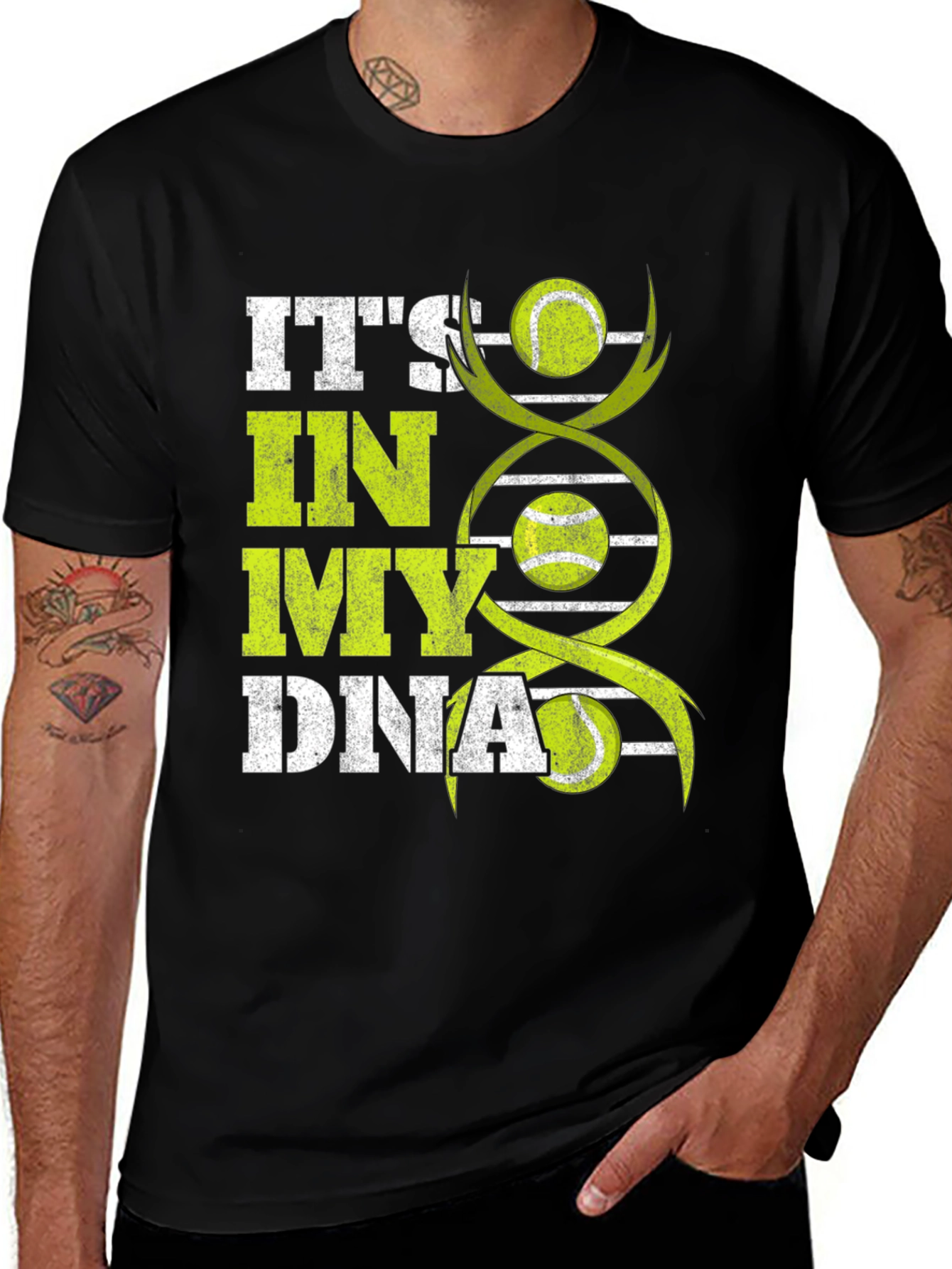 Black Tennis DNA T-Shirt - Passion for the Game main image