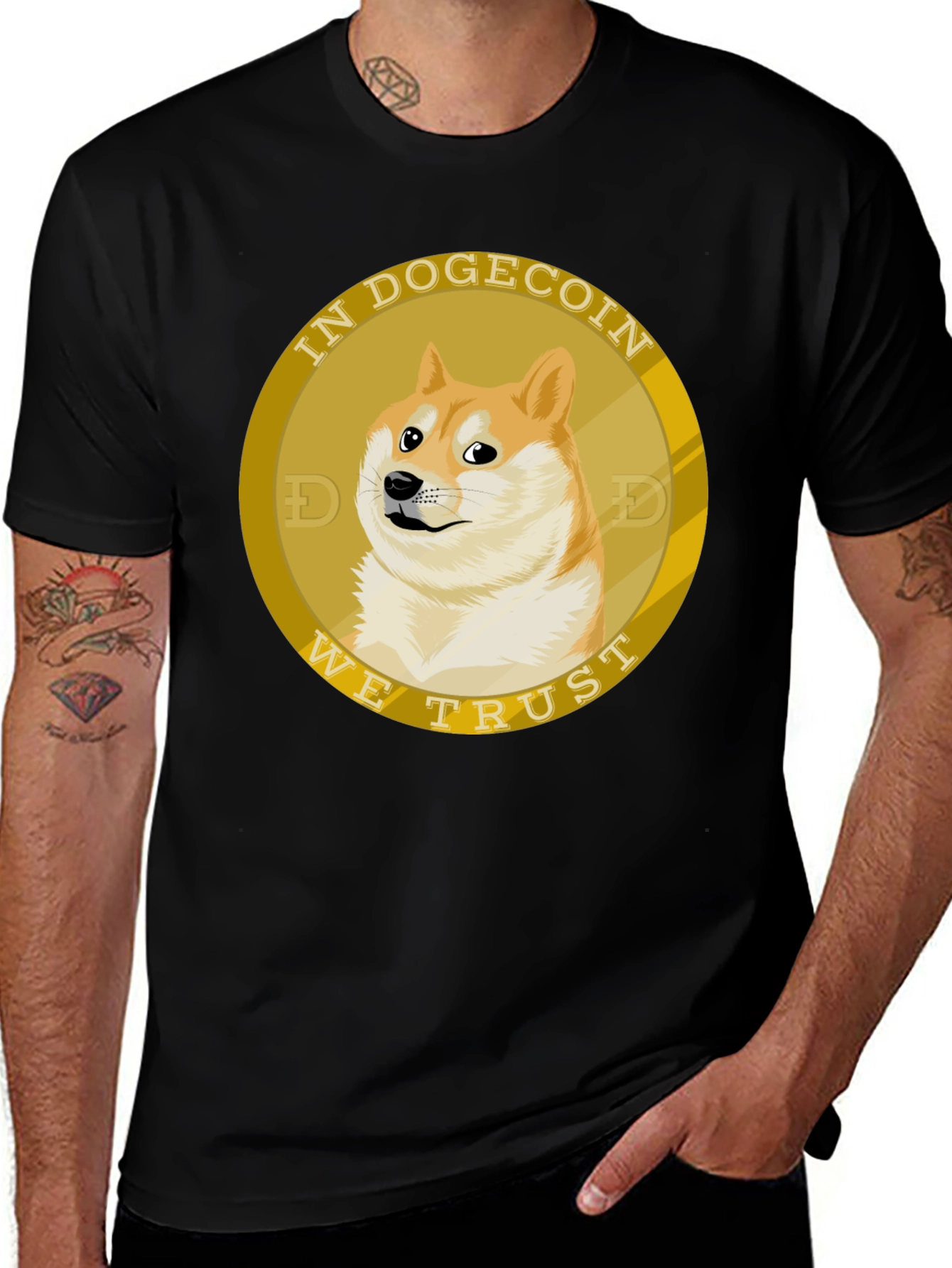 Variant 19 of Dogecoin T-Shirt - "In Dogecoin We Trust" Black Tee