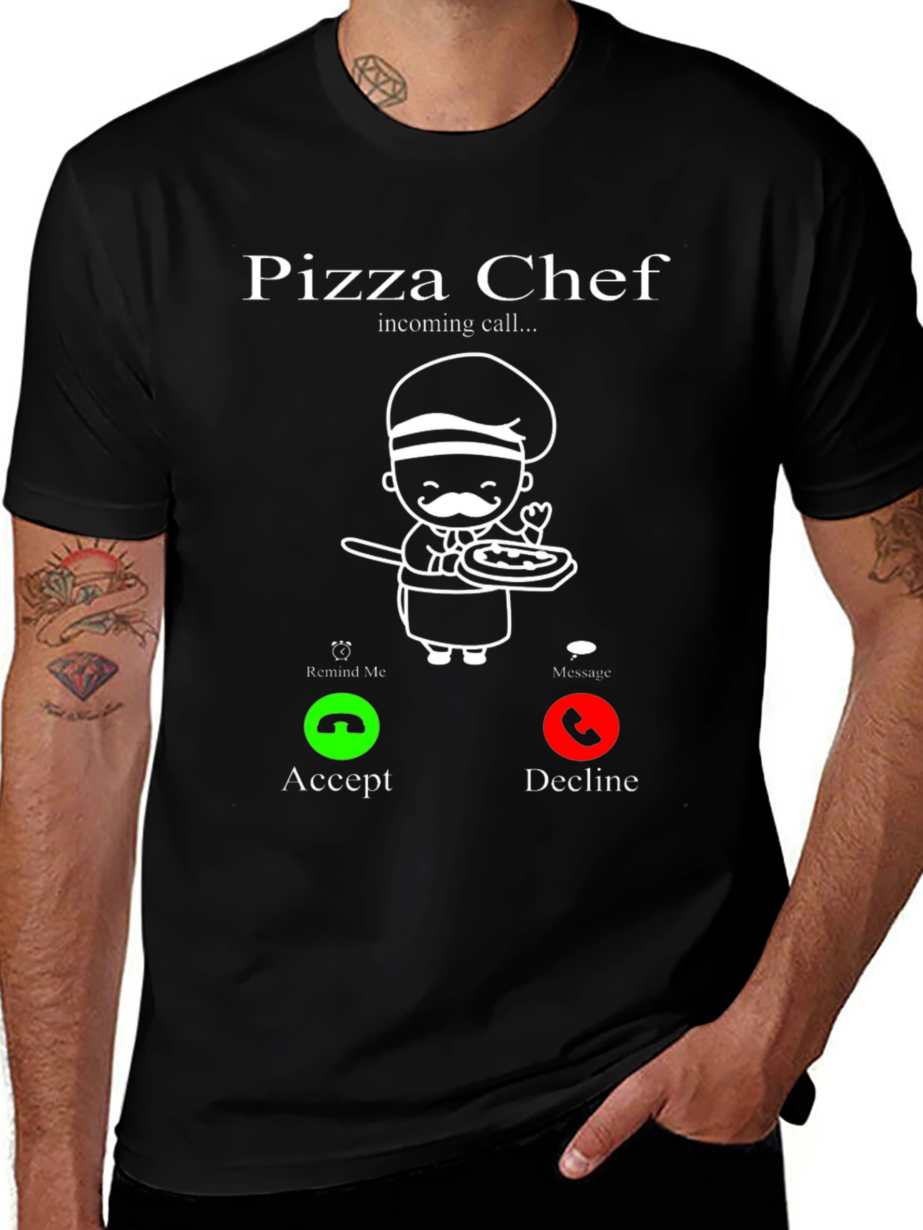 Variant 9 of Pizza Chef Incoming Call Funny T-Shirt