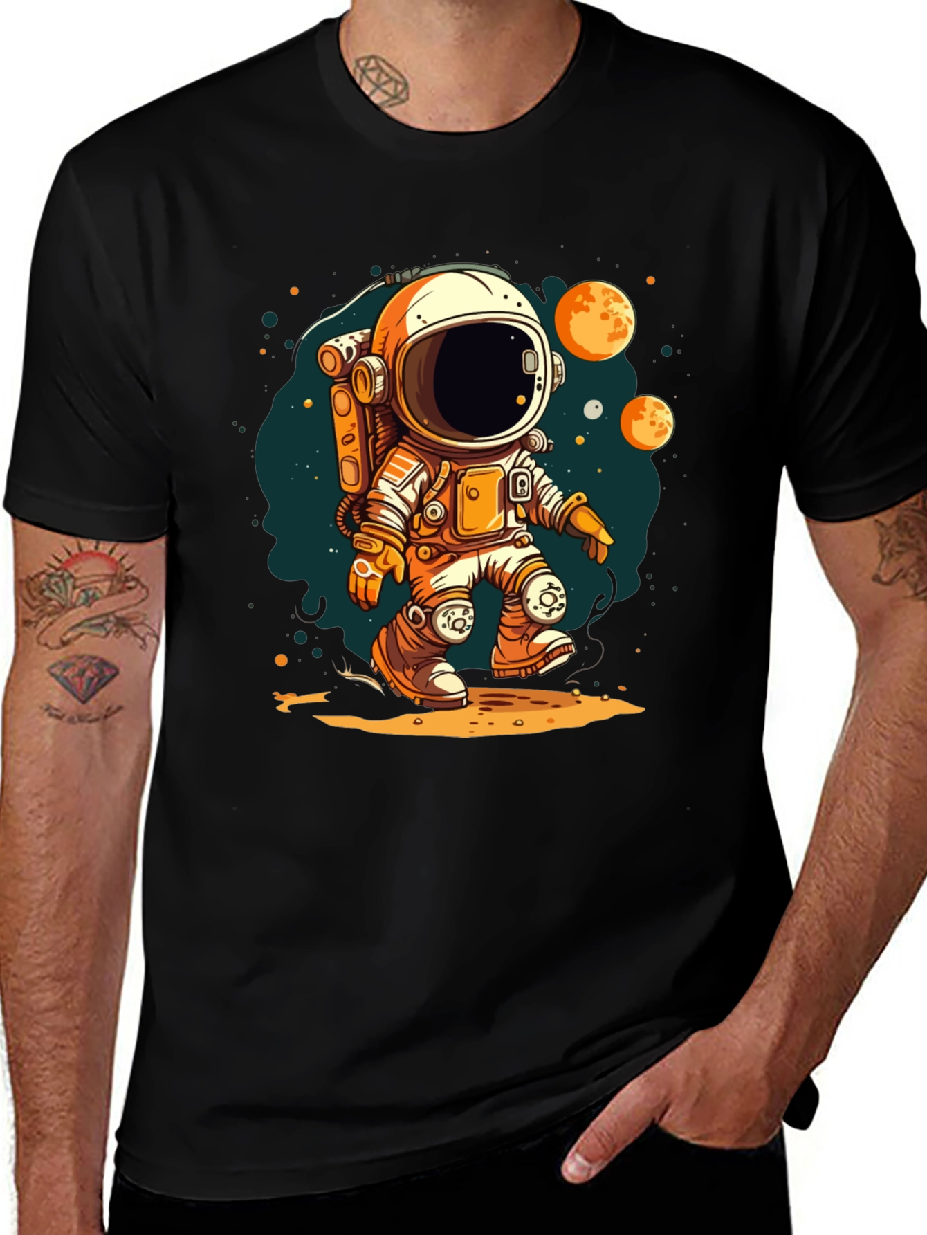 Variant 2 of Astronaut Cartoon Graphic T-Shirt