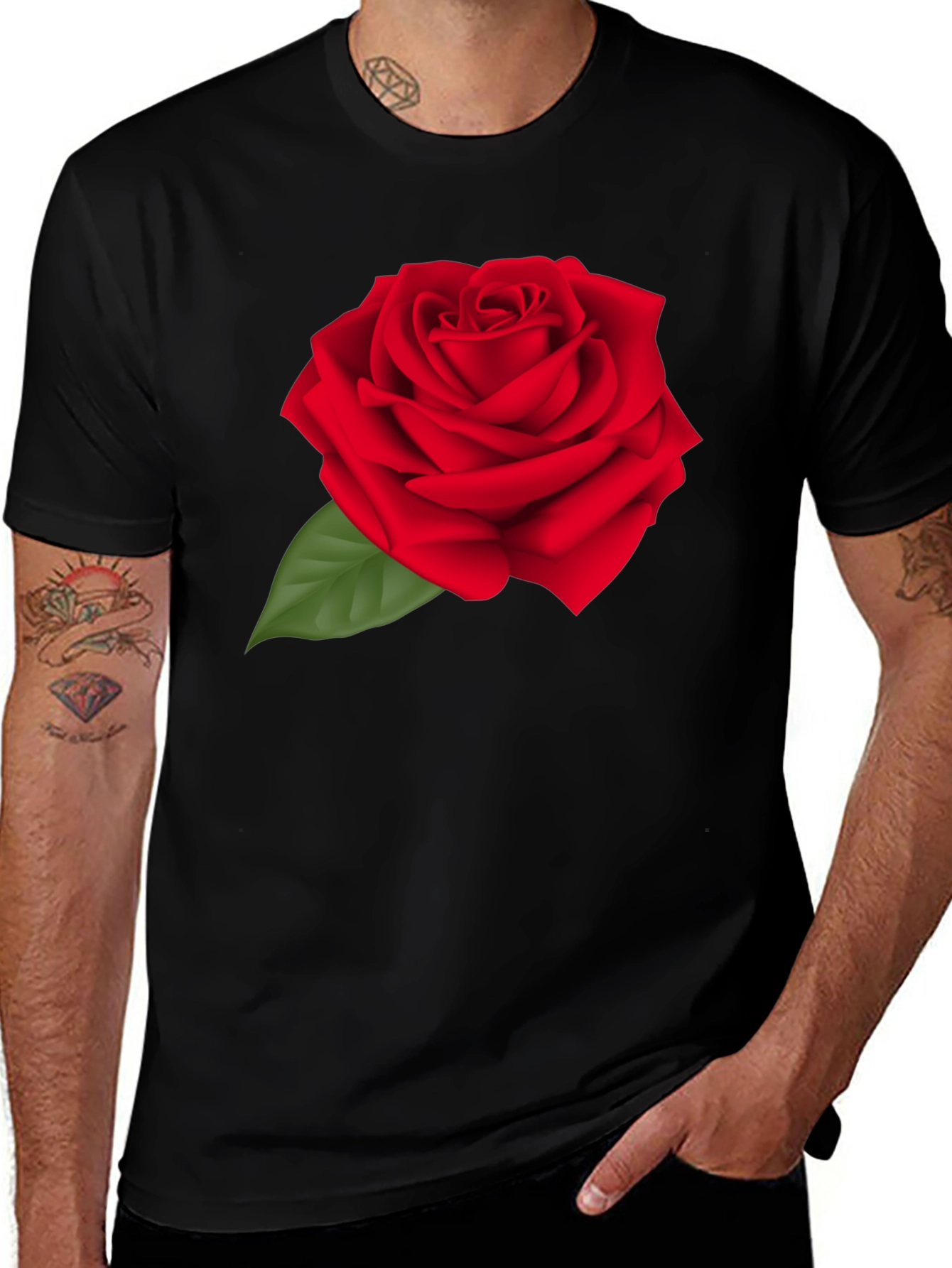 Variant 18 of Red Rose Graphic Tee - Classic Floral Design