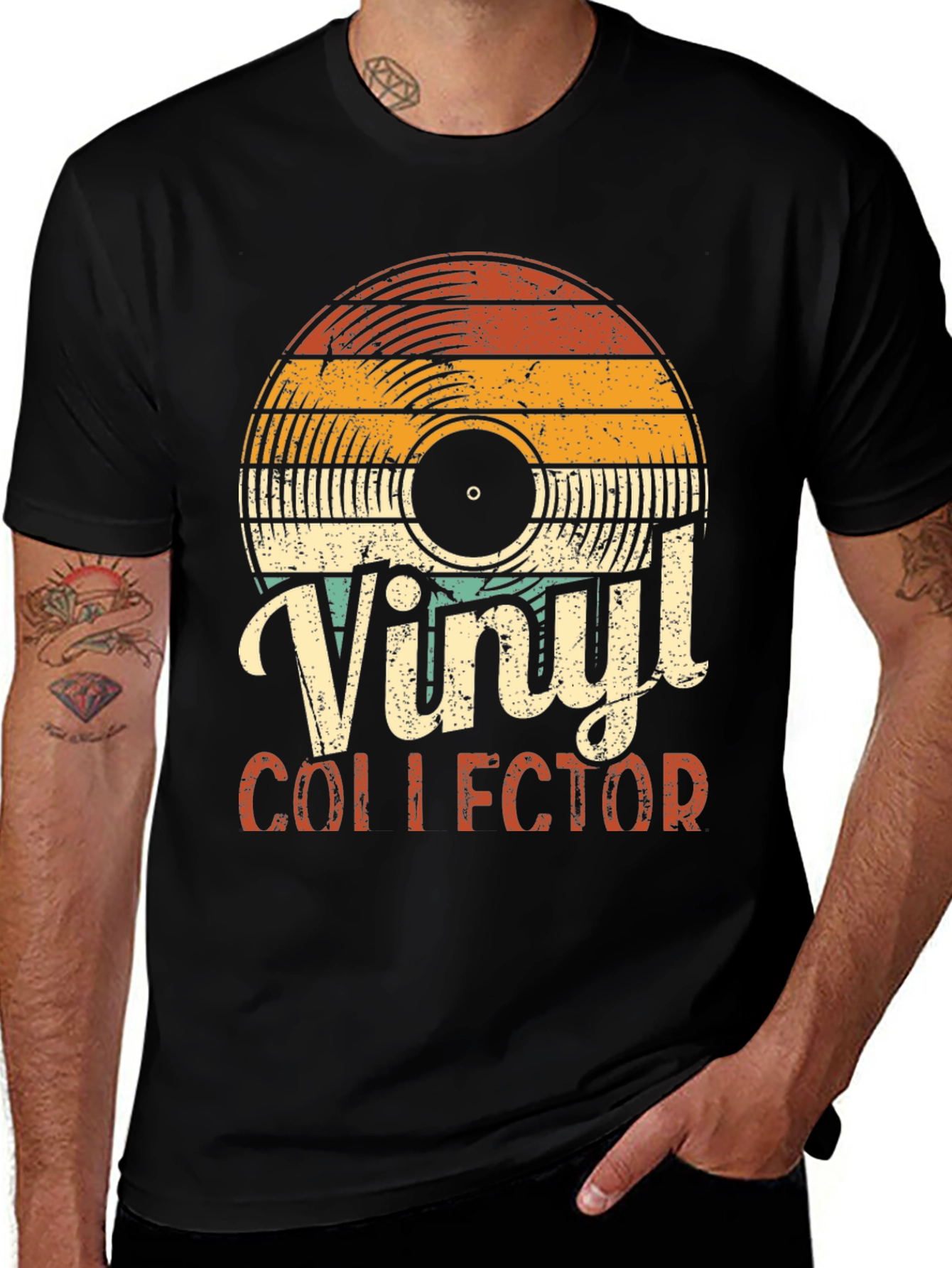Variant 11 of Retro Vinyl Record Collector Graphic T-Shirt
