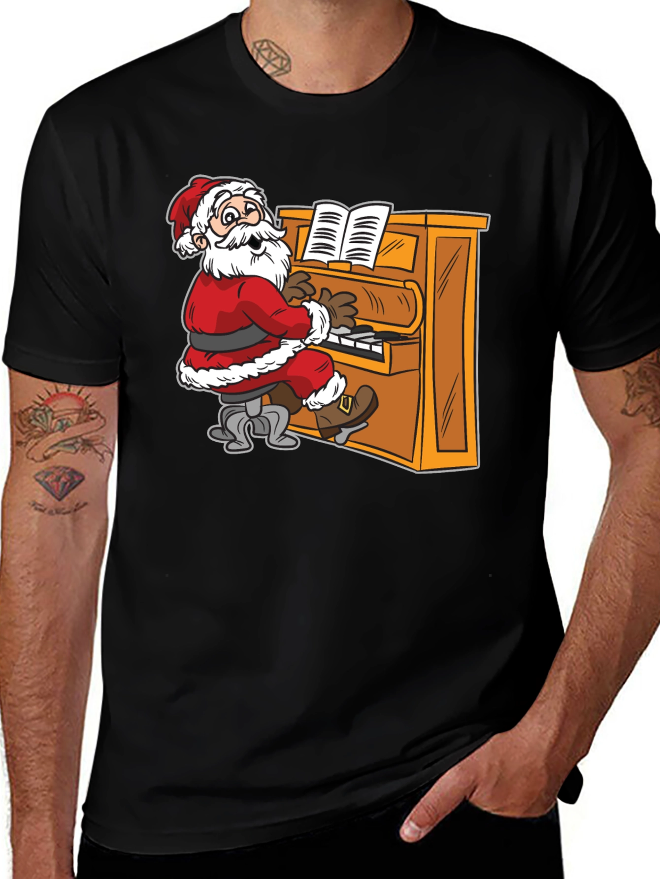 Variant 5 of Santa Playing Piano Graphic Tee