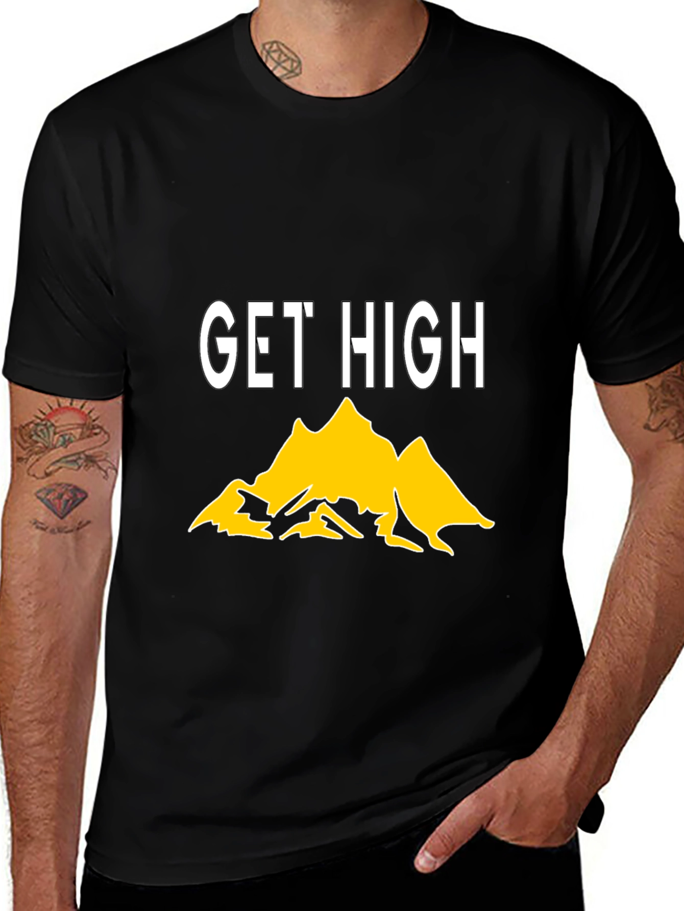 Variant 29 of Get High Mountain Graphic Tee - Black