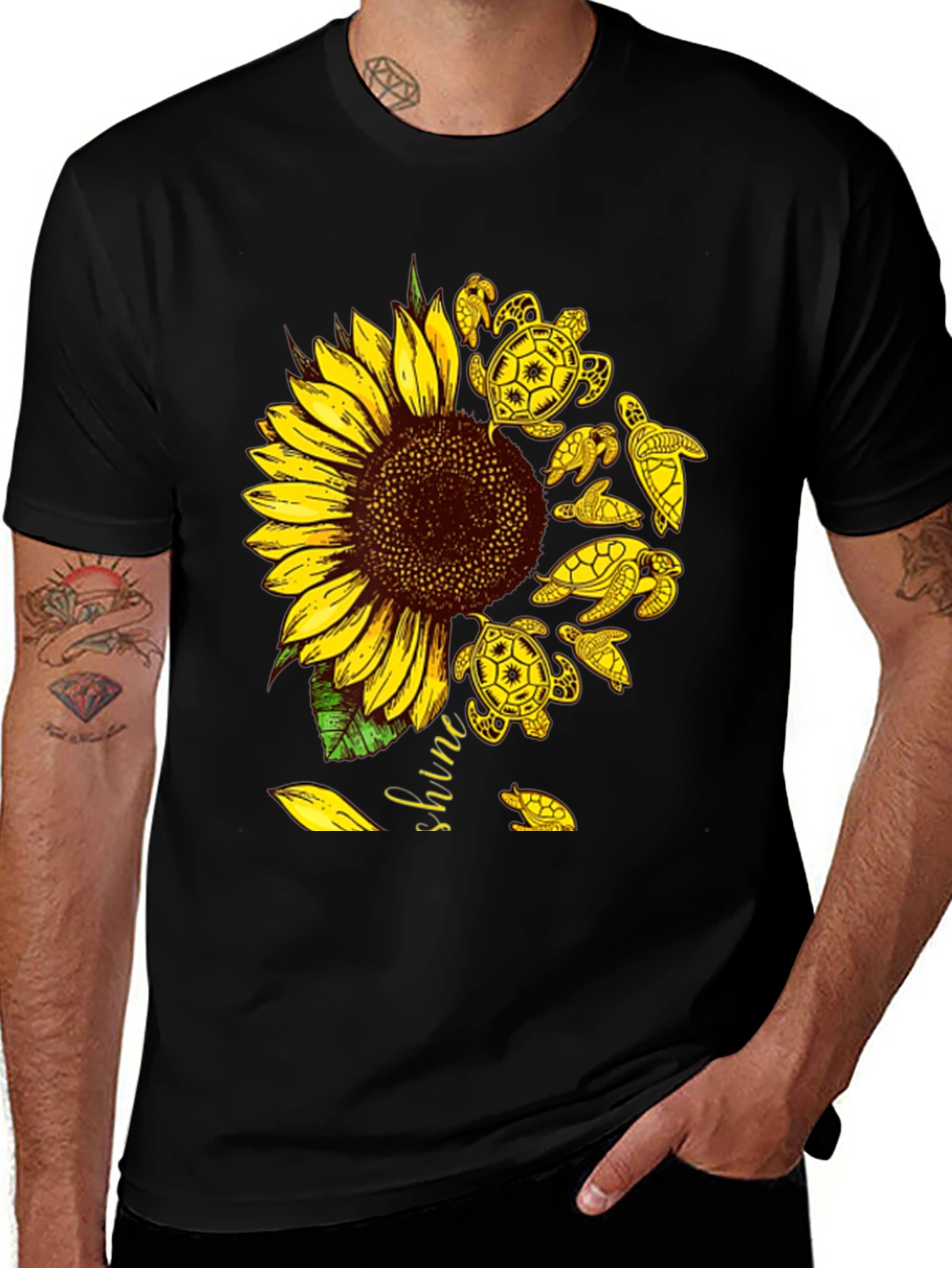 Variant 4 of Sunflower Turtle Graphic Tee - Unisex